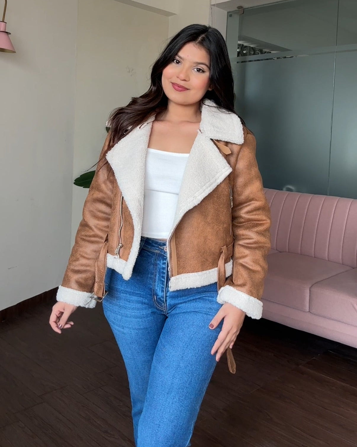 Suede Fleece Zip Up Premium Jacket