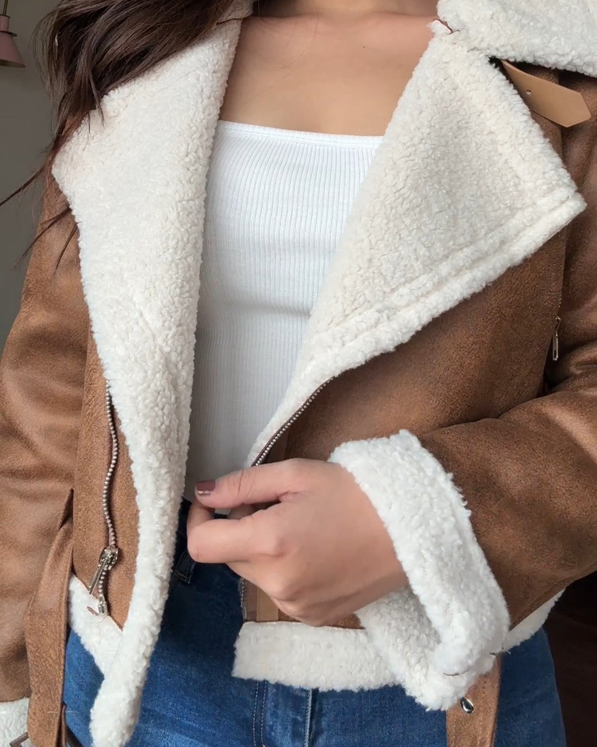 Suede Fleece Zip Up Premium Jacket