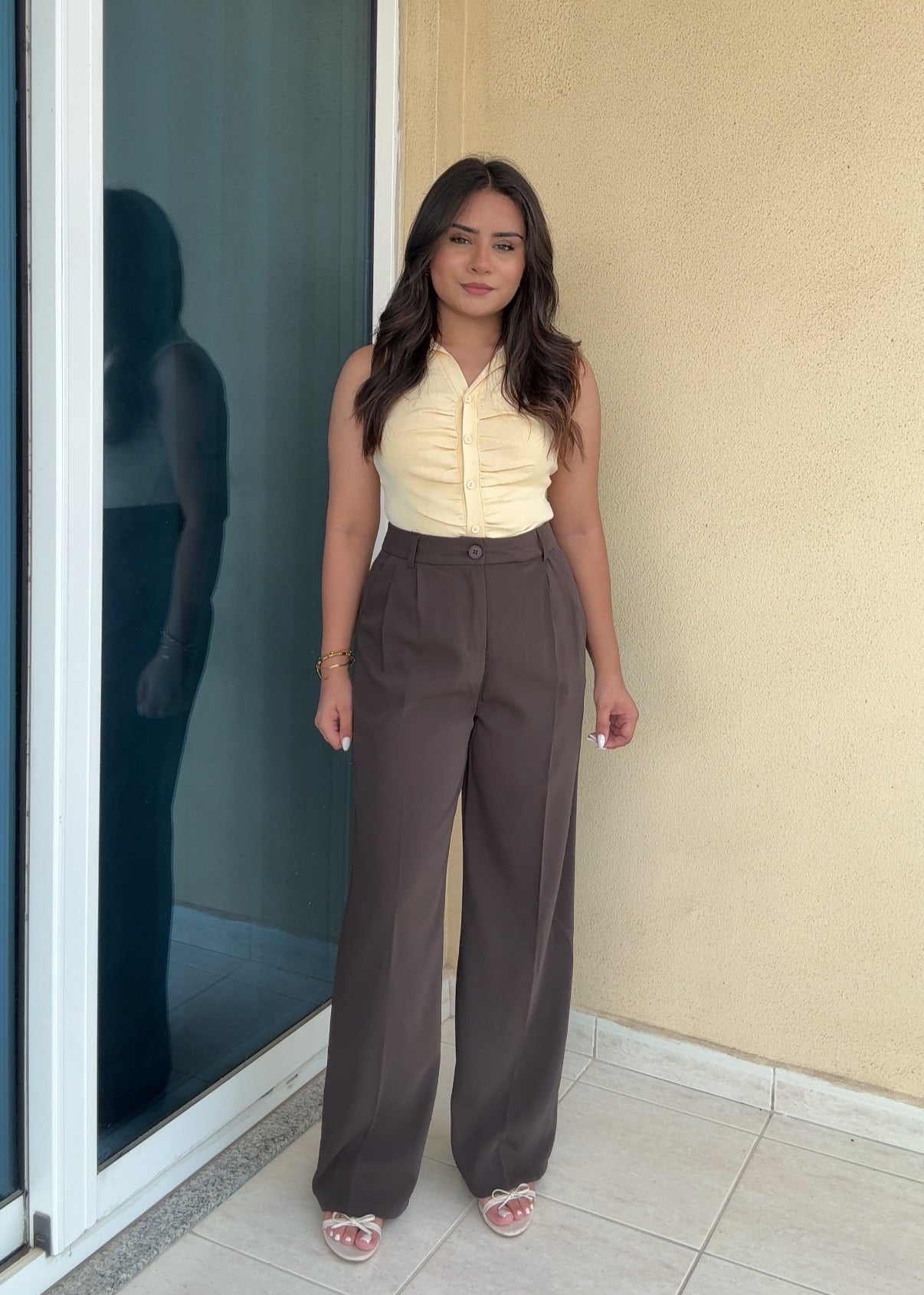 High Waisted Tailored Wide Leg Pants