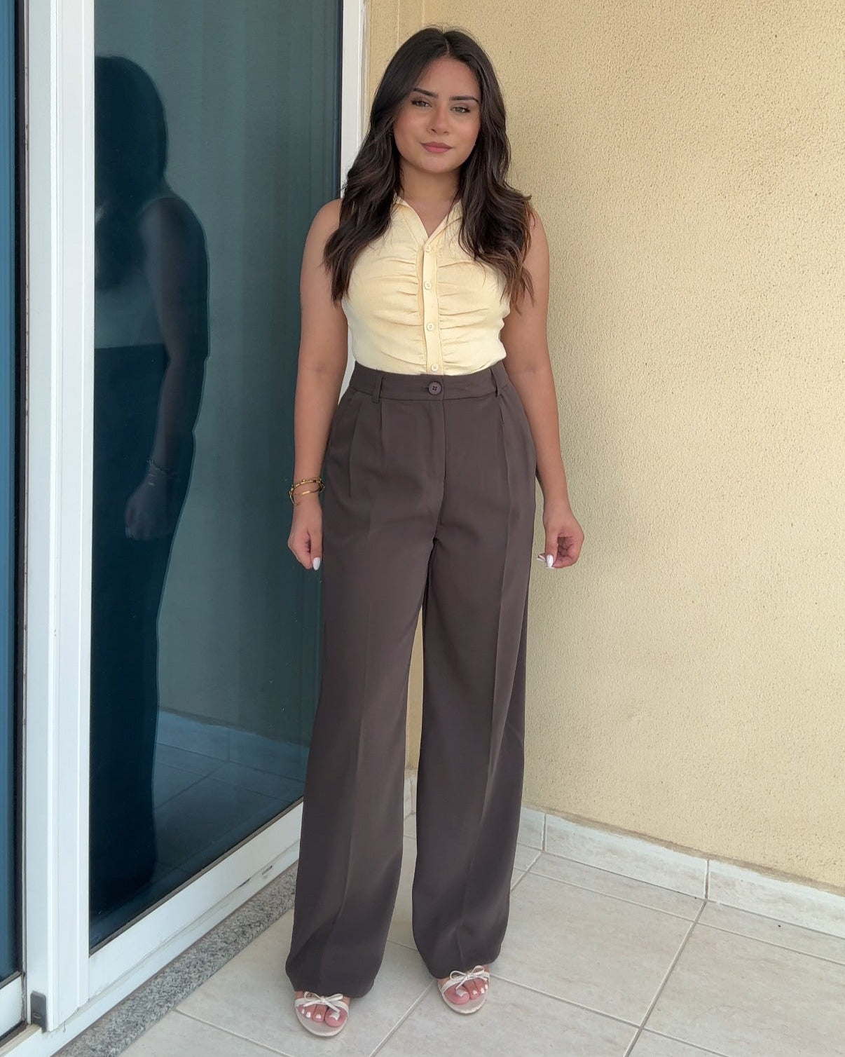 High Waisted Tailored Wide Leg Pants