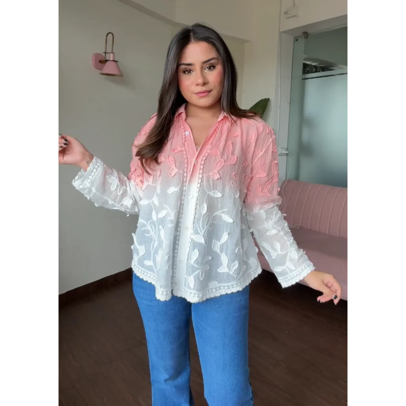 Tissue Ombre Embroidered Summer Shirt