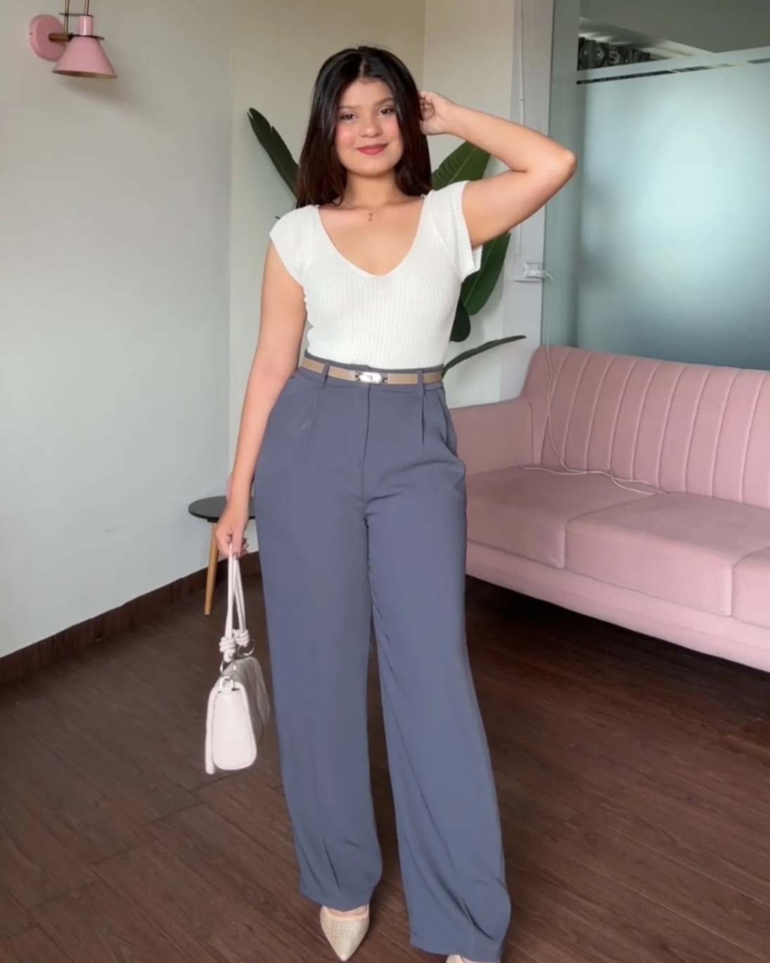 High Waisted Tailored Wide Leg Pants
