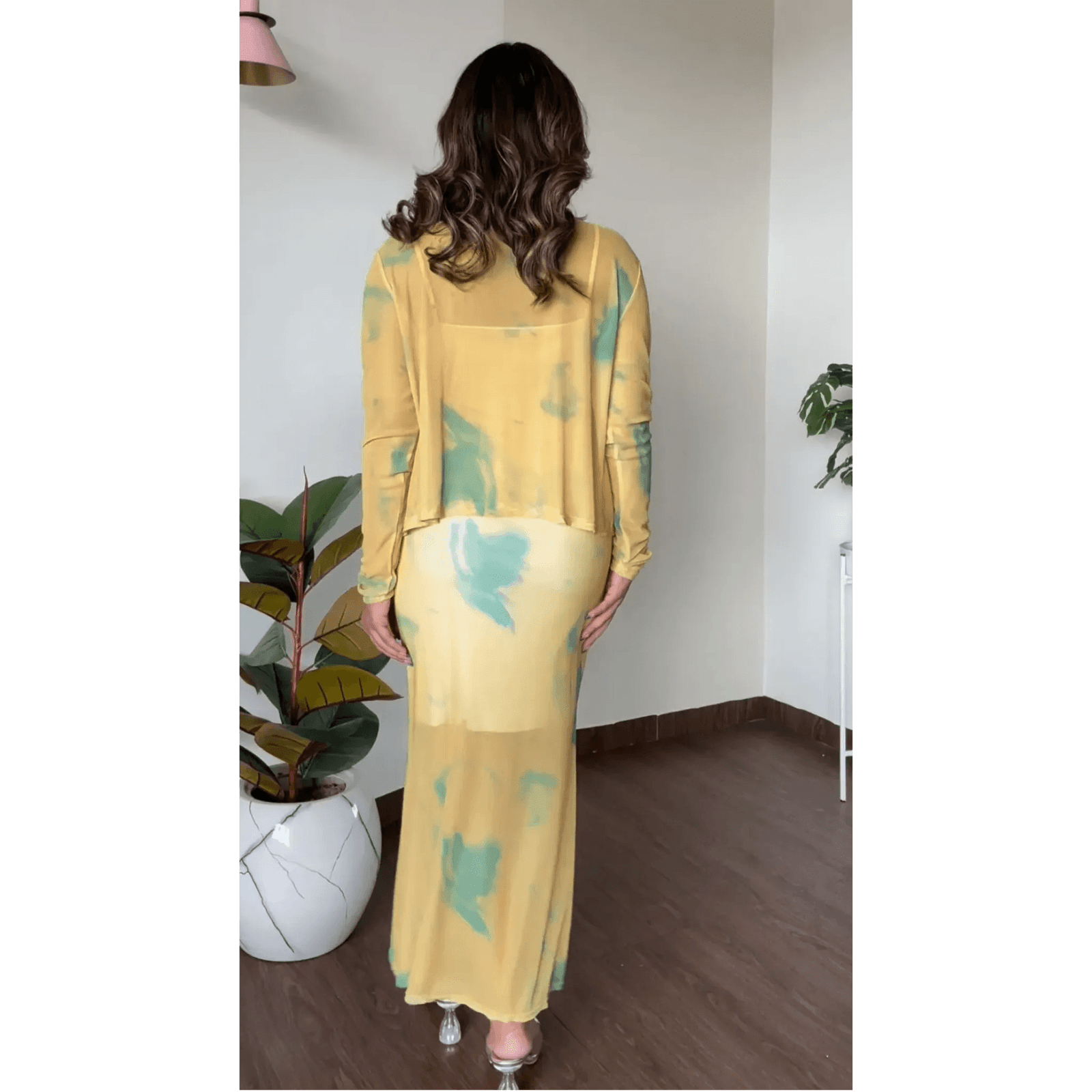 Modest Mesh Dress With Shrug