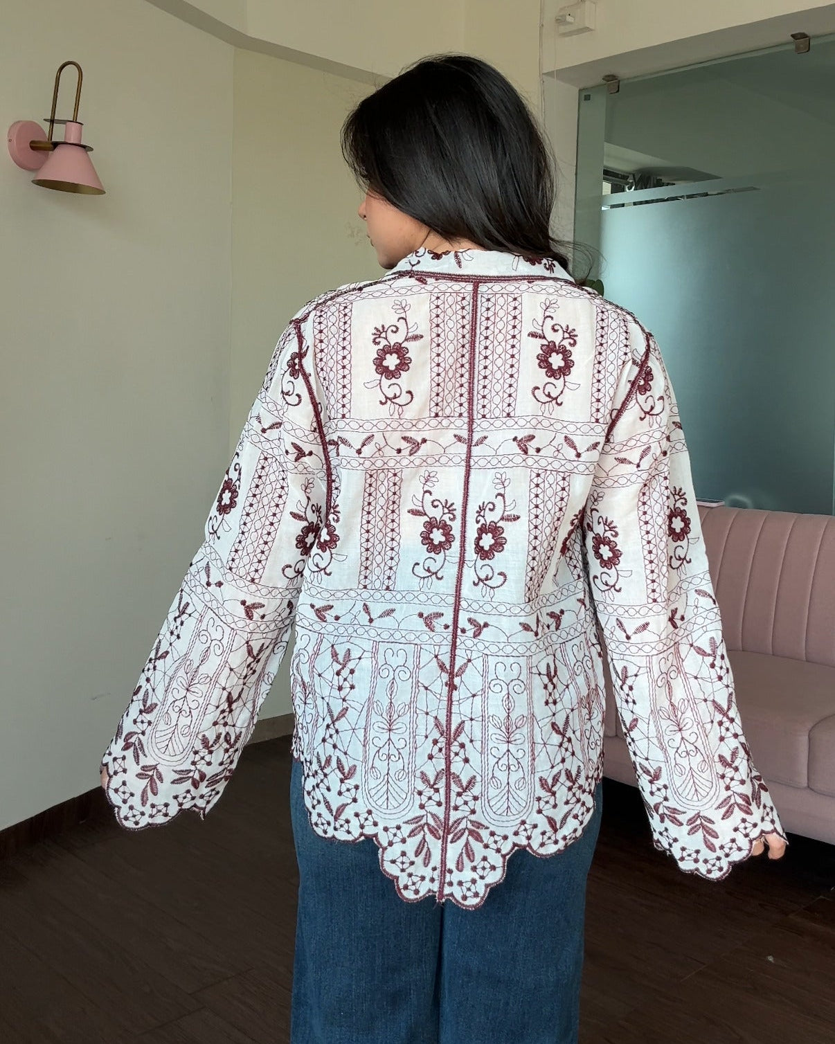 Thin Embroidery Tissue Cotton Shirt