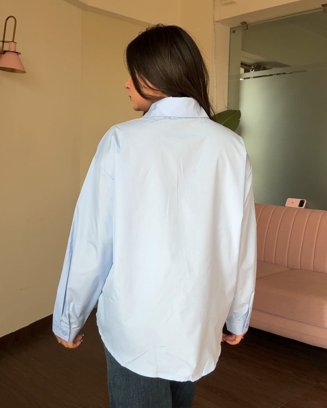 Solid Cotton Shirt With 4 Flower Pins