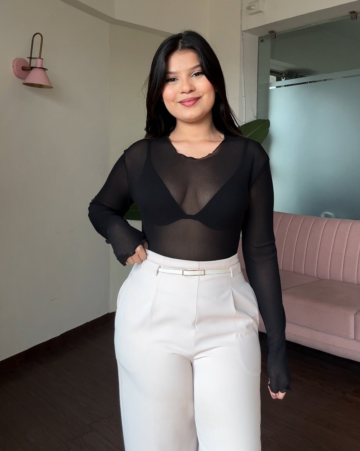 Sheer Mesh Black Top