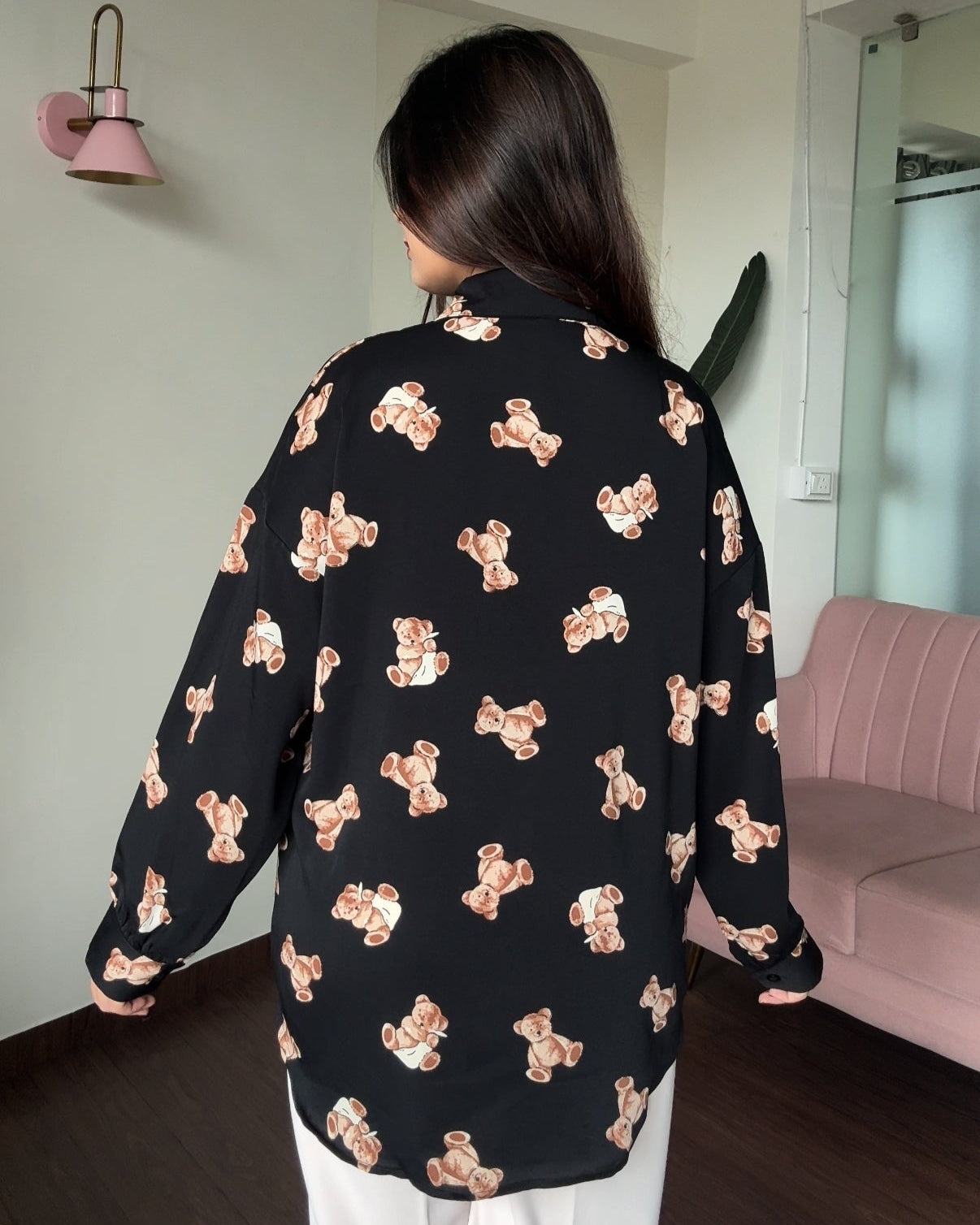 Teddy Print Crepe Shirt