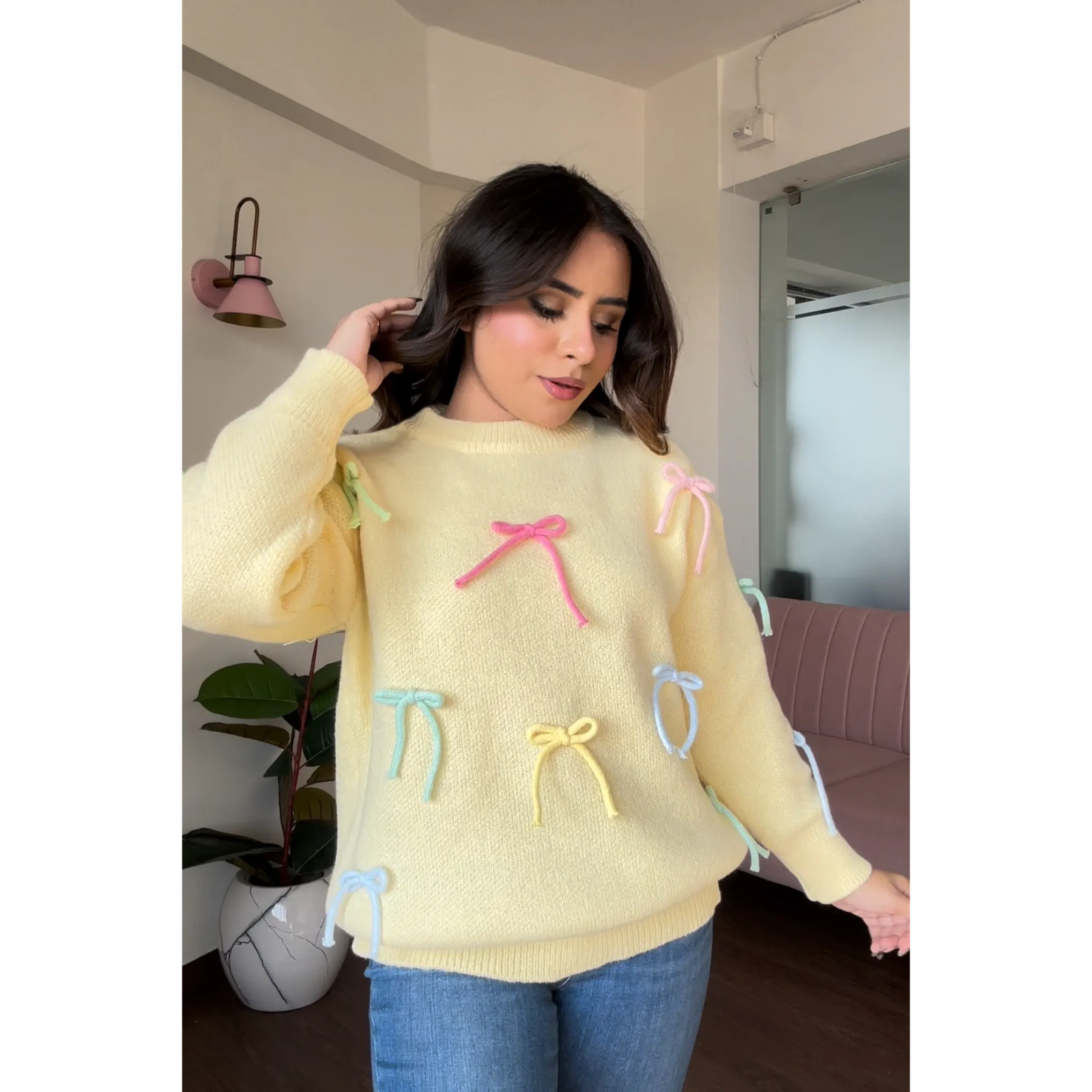 Knitted Bow Chunky Sweater