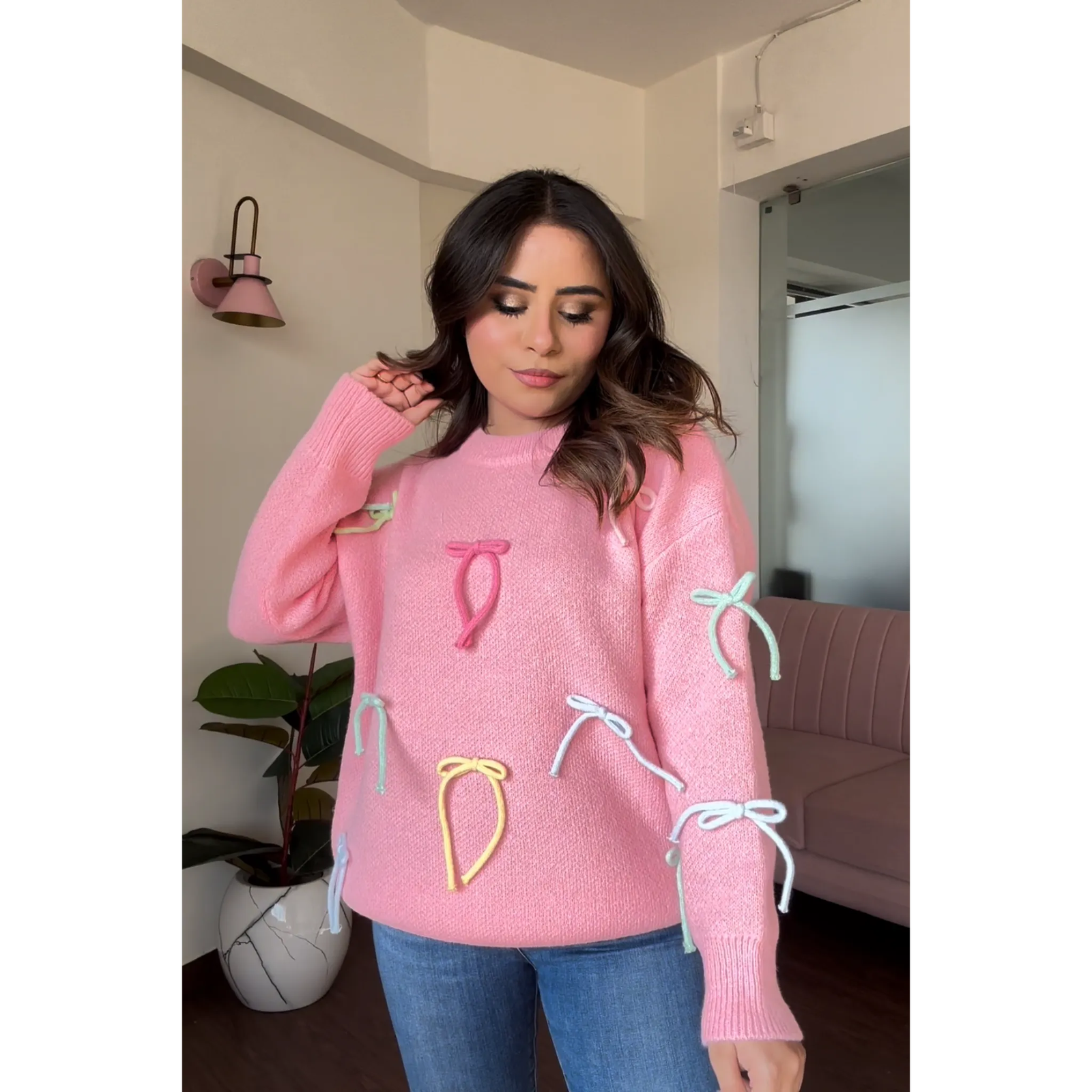 Knitted Bow Chunky Sweater