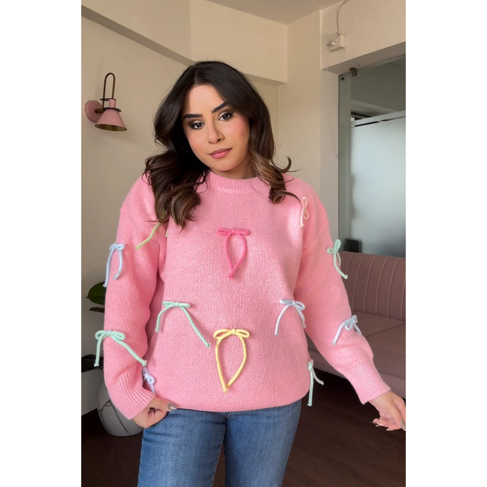 Knitted Bow Chunky Sweater