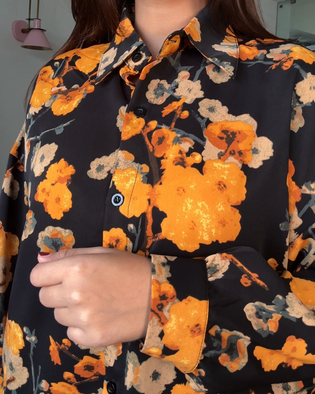Printed Sunset Florals Crepe Shirt