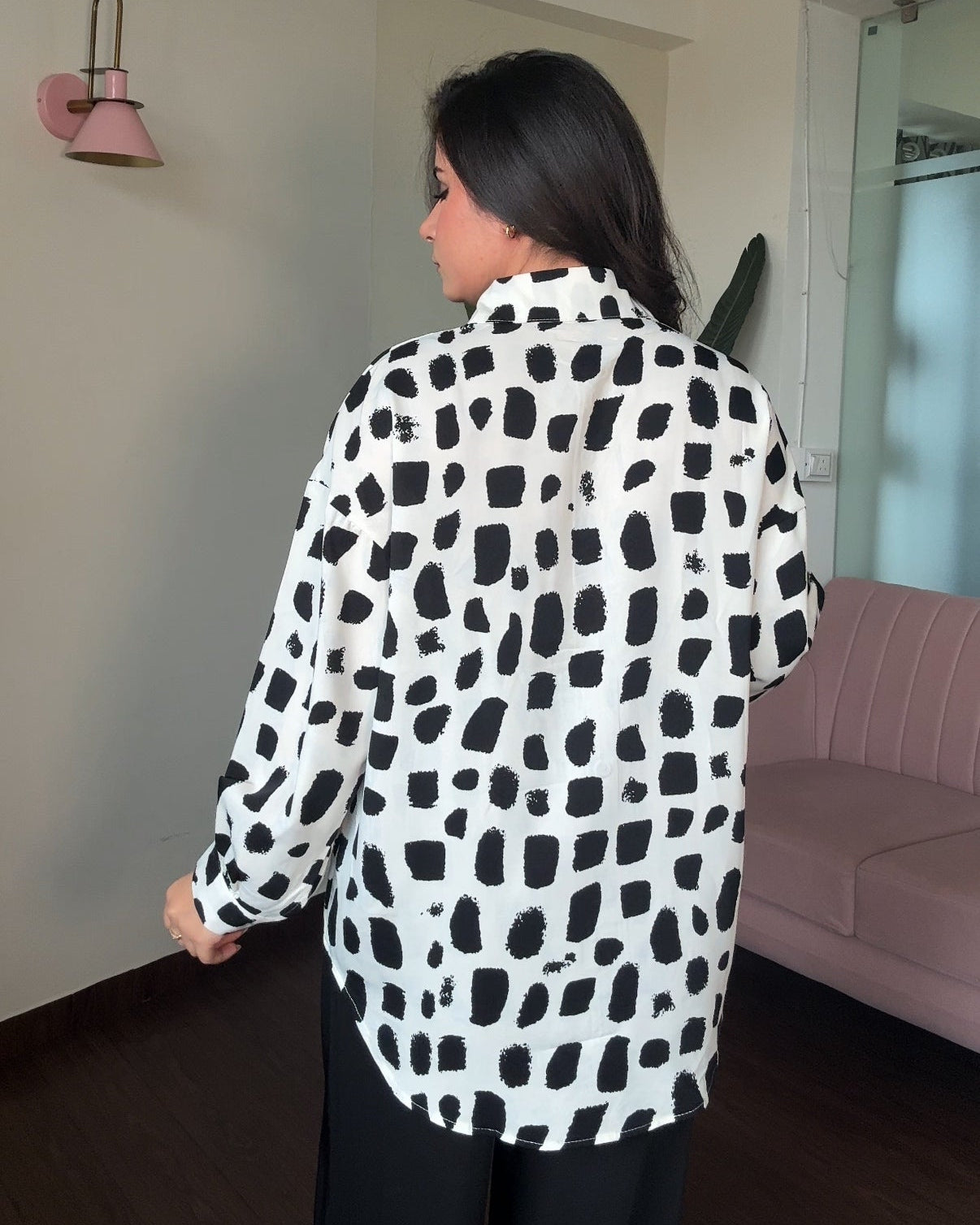 Printed White Brush Crepe Shirt