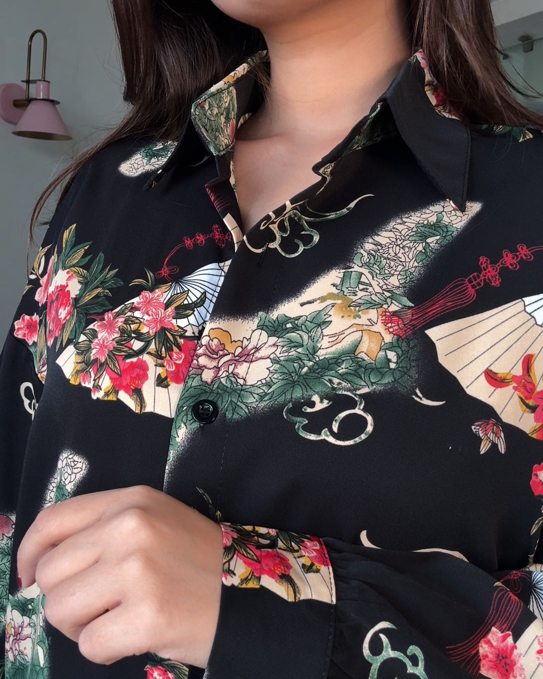 Printed Kimono Garden Crepe Full Sleeves Shirt
