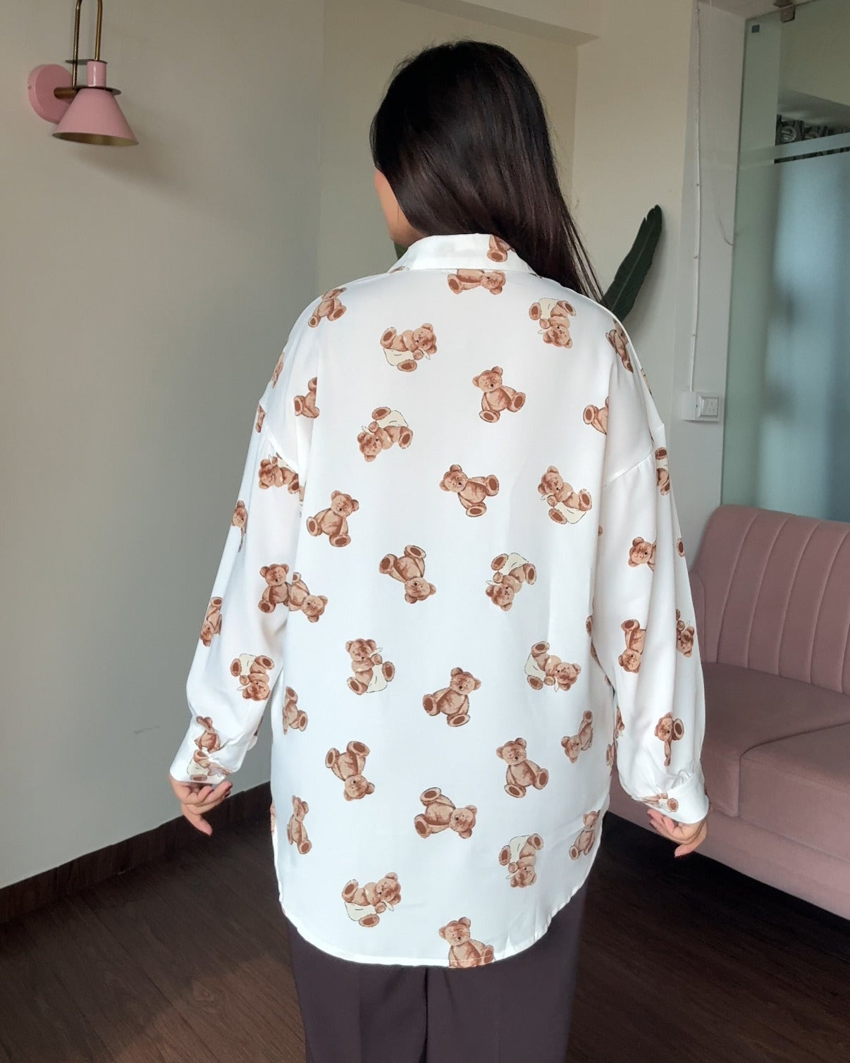 Teddy Print Crepe Shirt