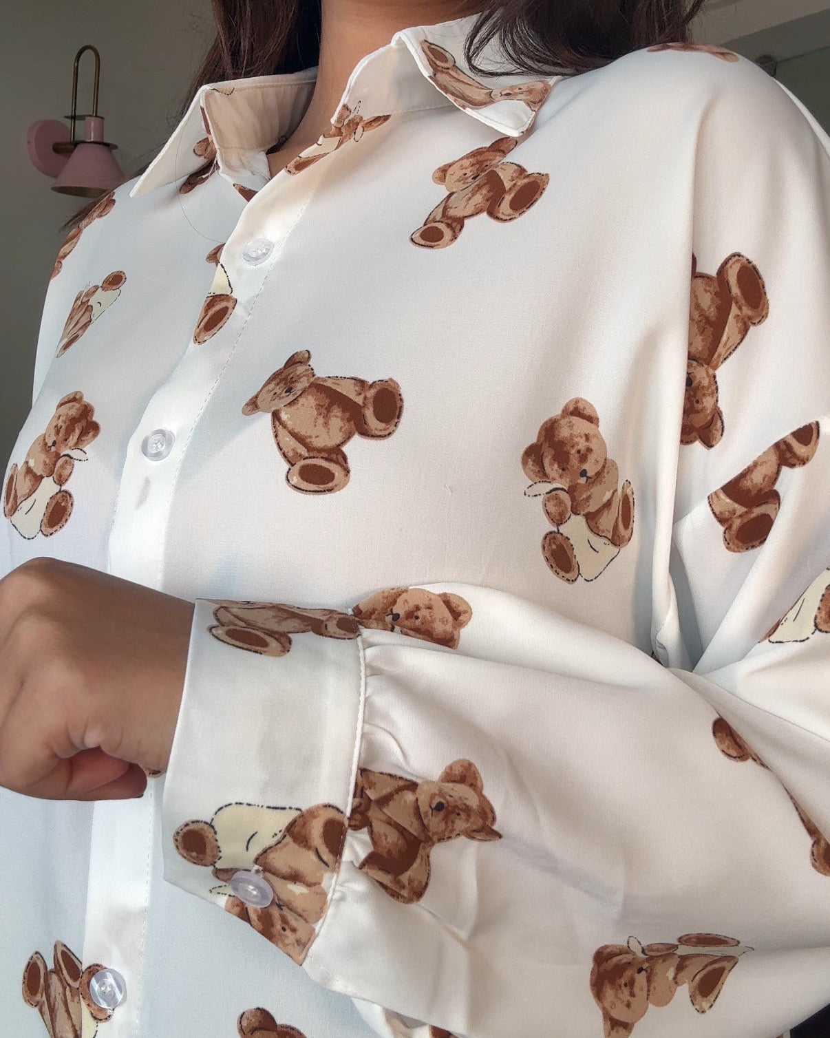 Teddy Print Crepe Shirt