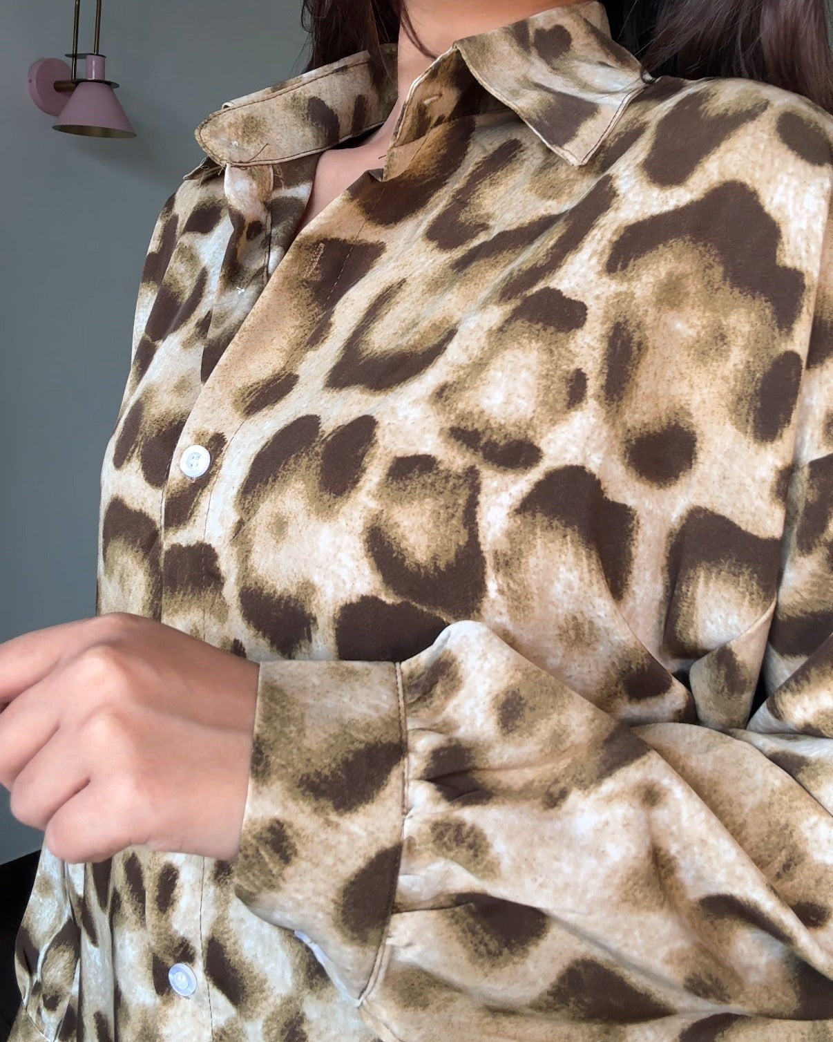 Cheetah Printed Crepe Full Sleeves Shirt