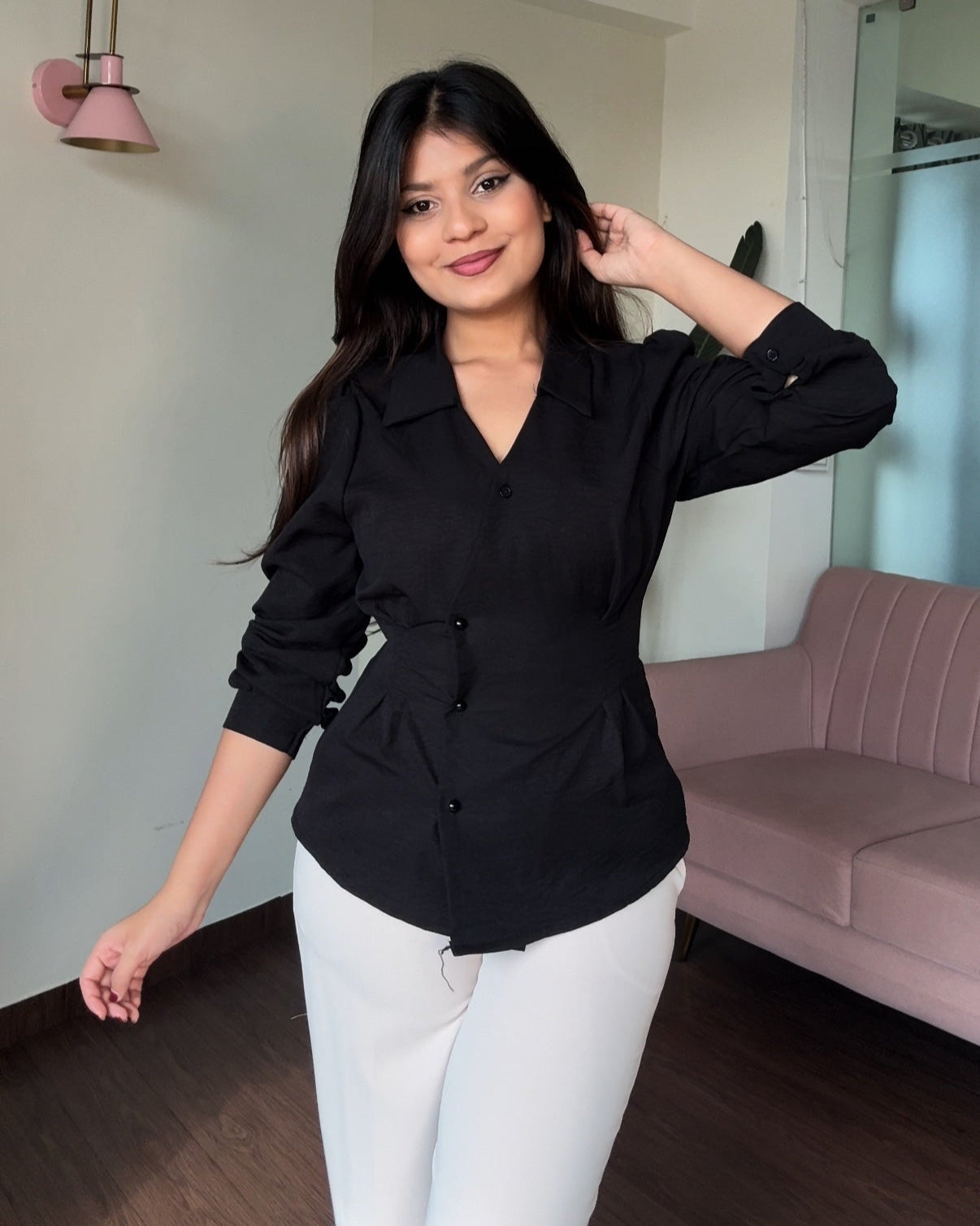Button Up Fitted Structured Solid Shirt