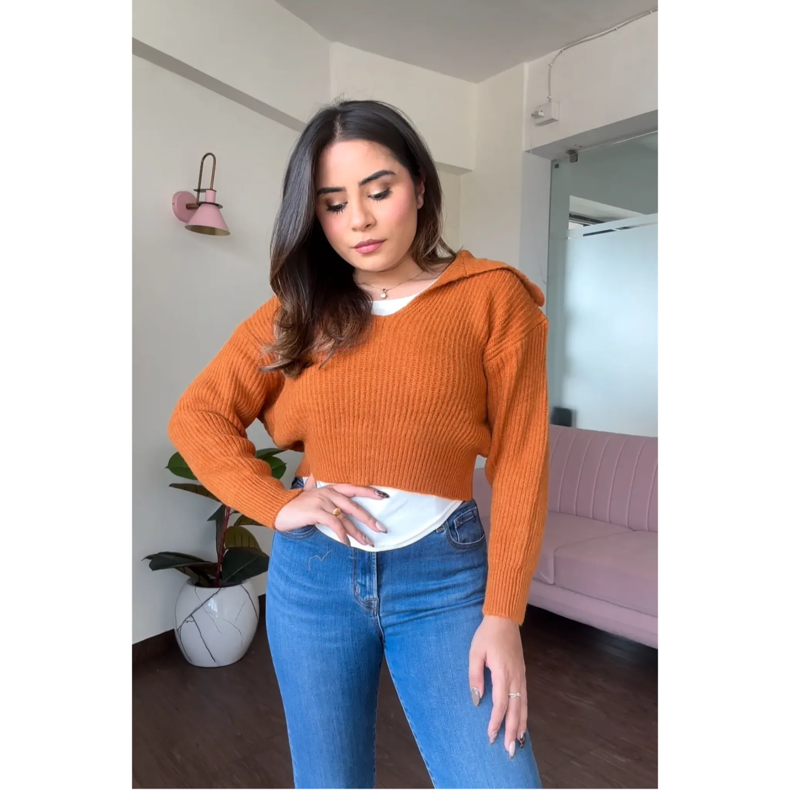 Baggy Cropped Sweater With Vest