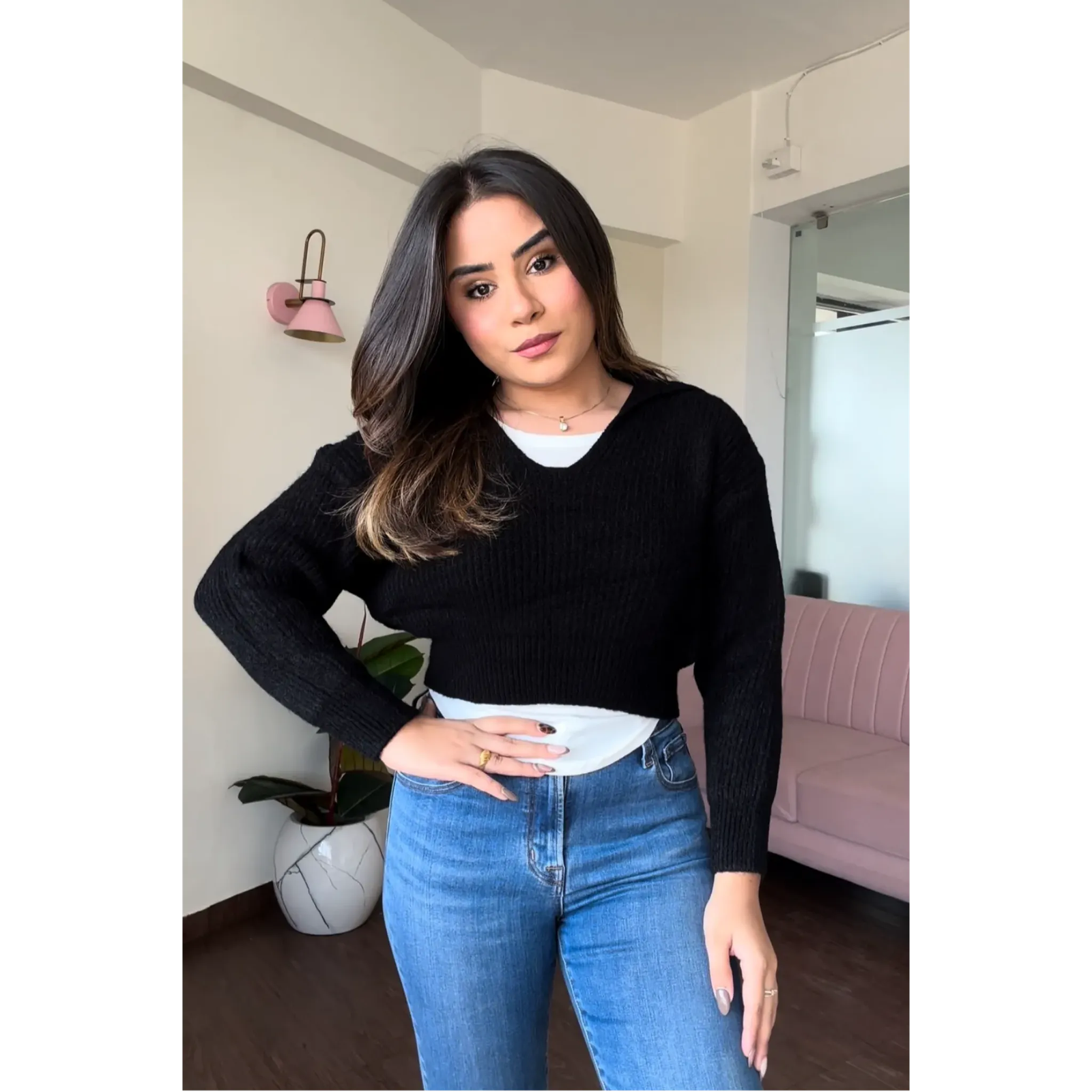 Baggy Cropped Sweater With Vest