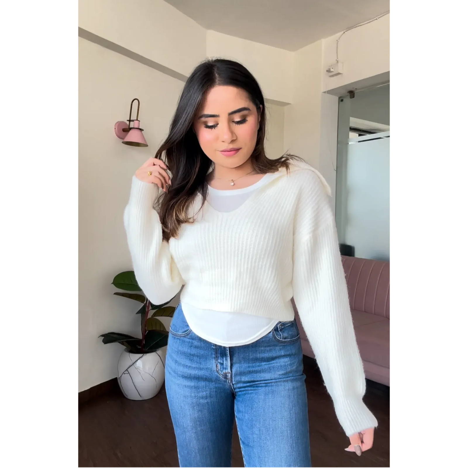 Baggy Cropped Sweater With Vest