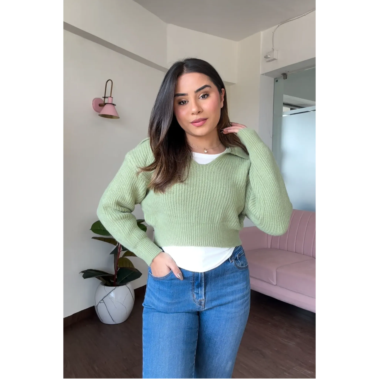 Baggy Cropped Sweater With Vest