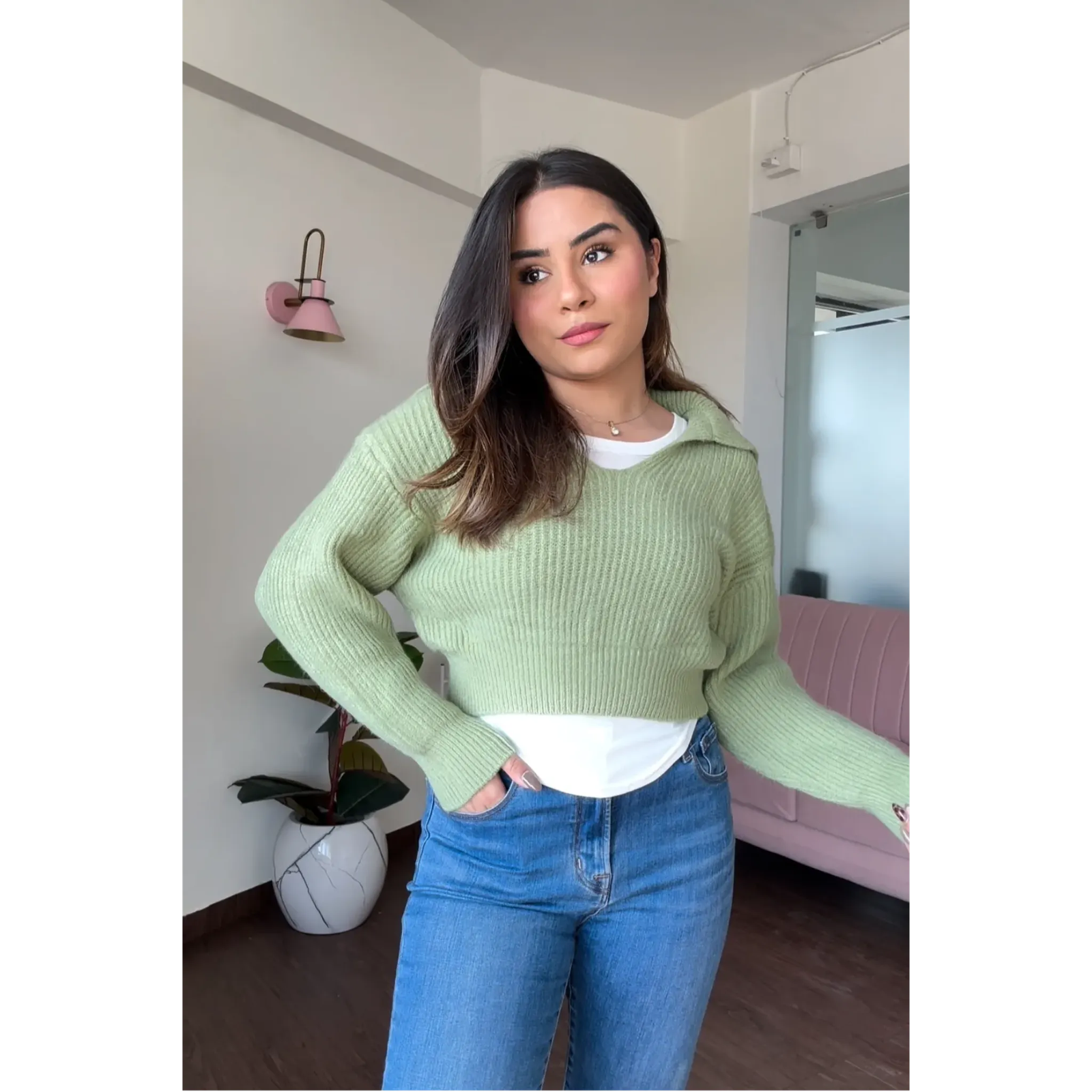 Baggy Cropped Sweater With Vest