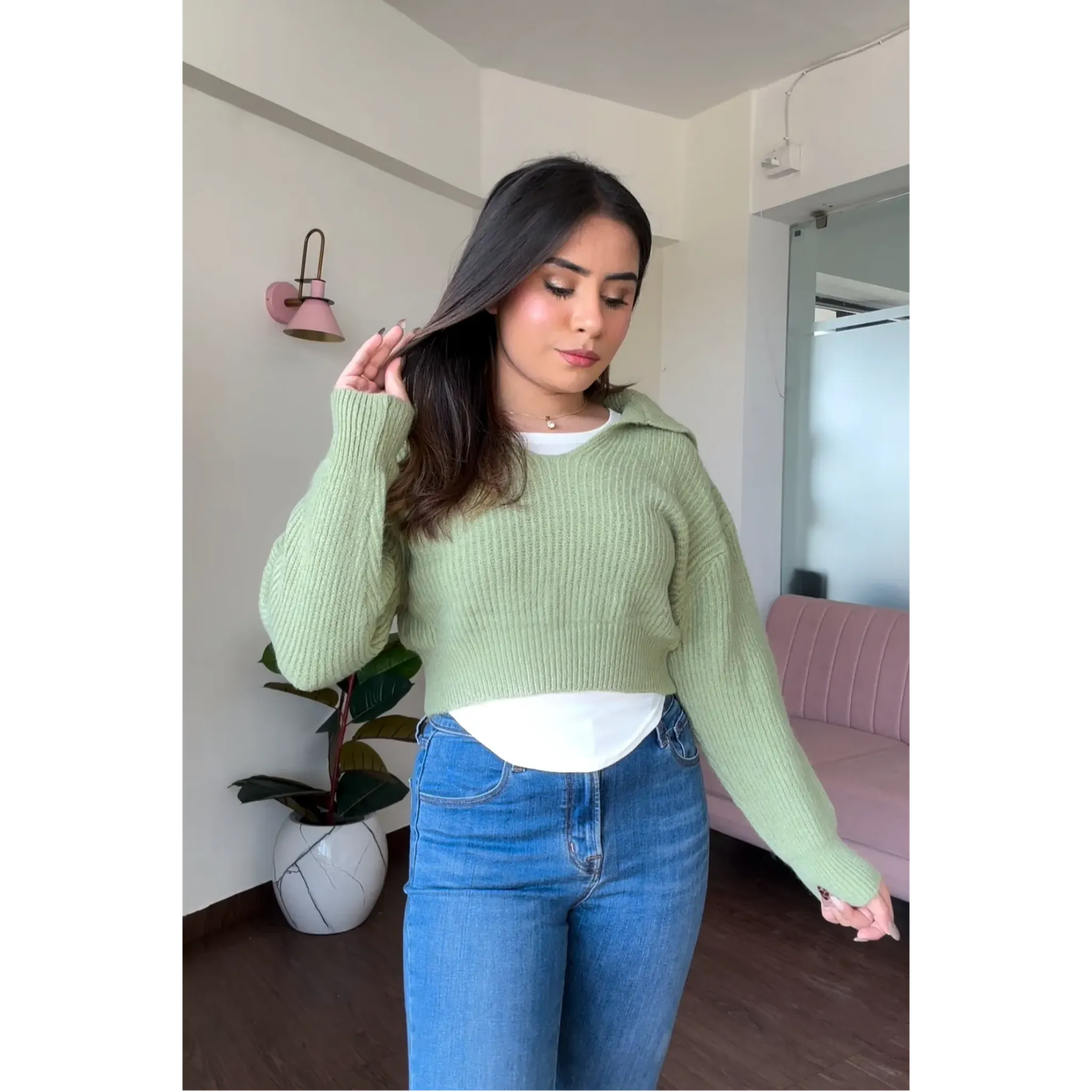 Baggy Cropped Sweater With Vest