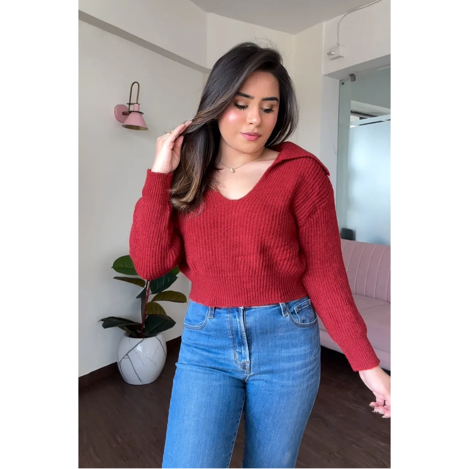 Baggy Cropped Sweater With Vest