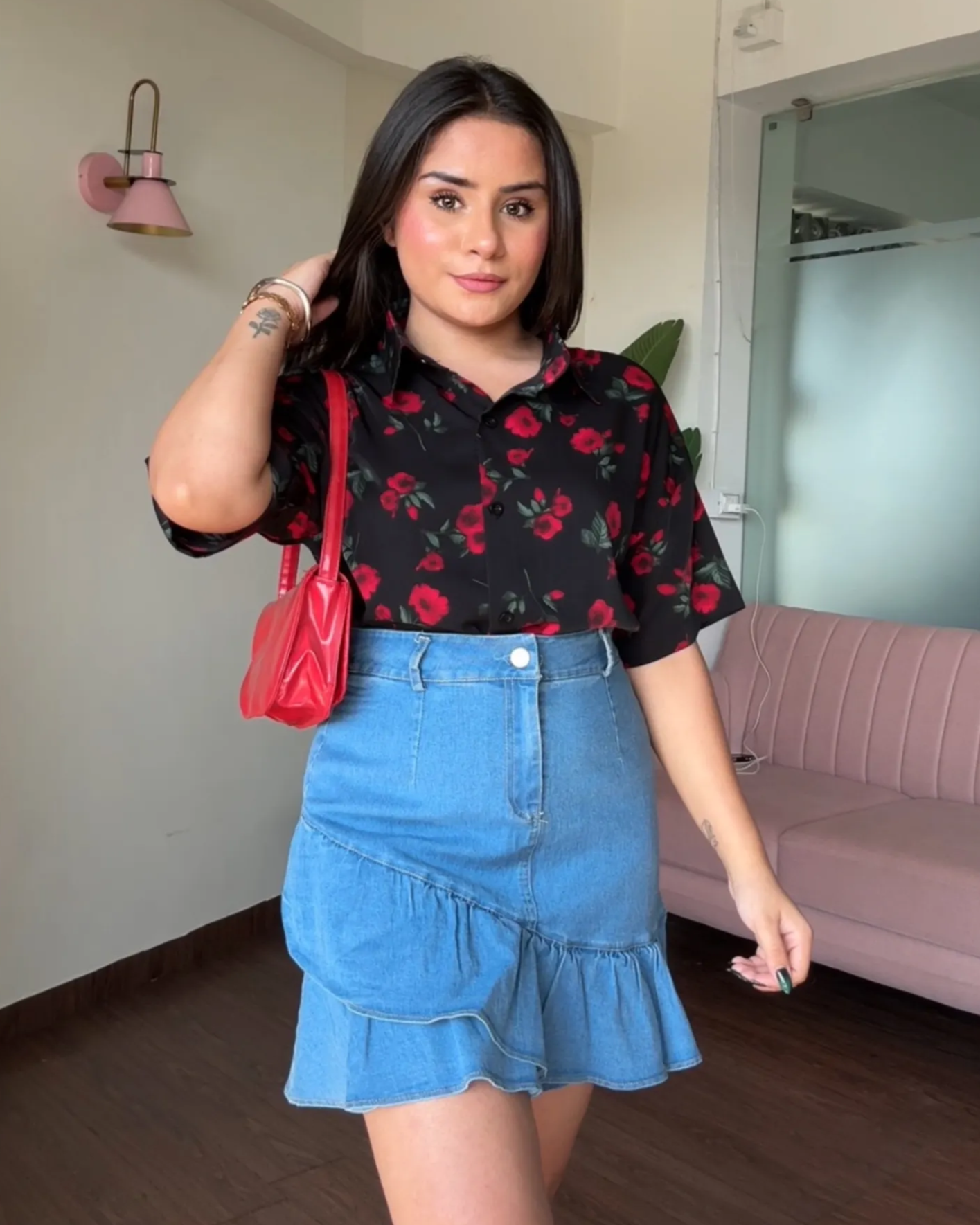 Printed Crepe Cut Sleeve Shirt
