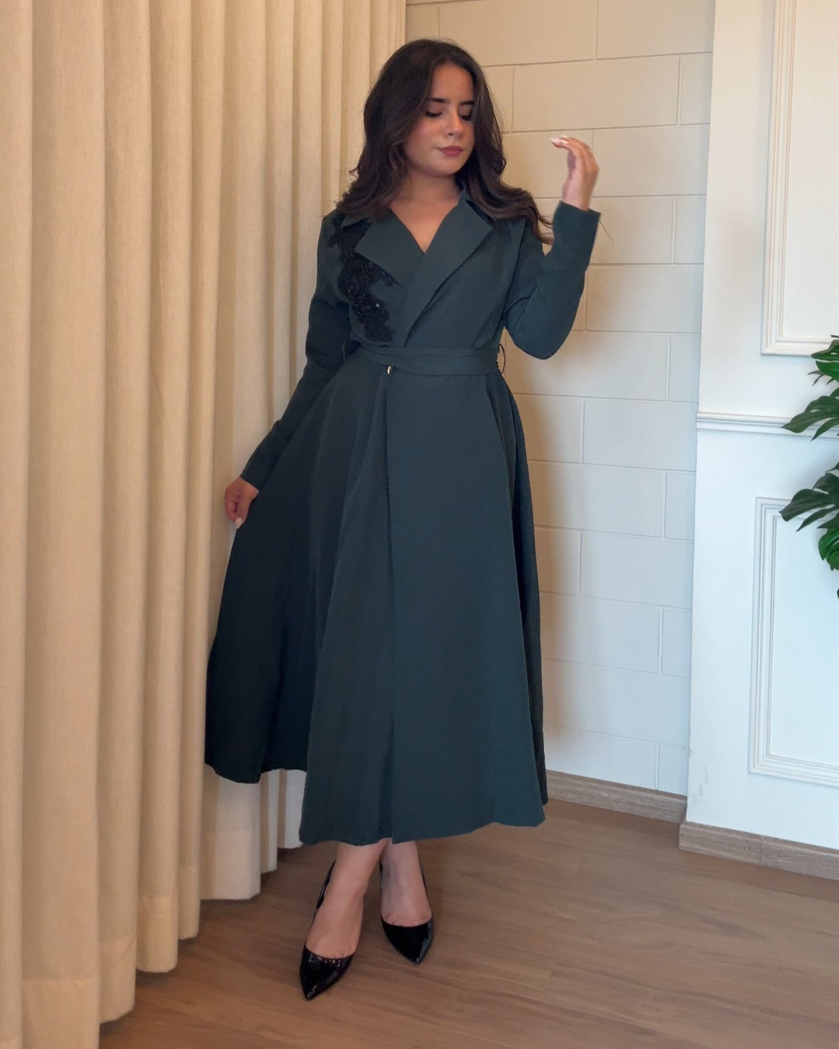 Embellished Premium Blazer Wrap Dress With Belt