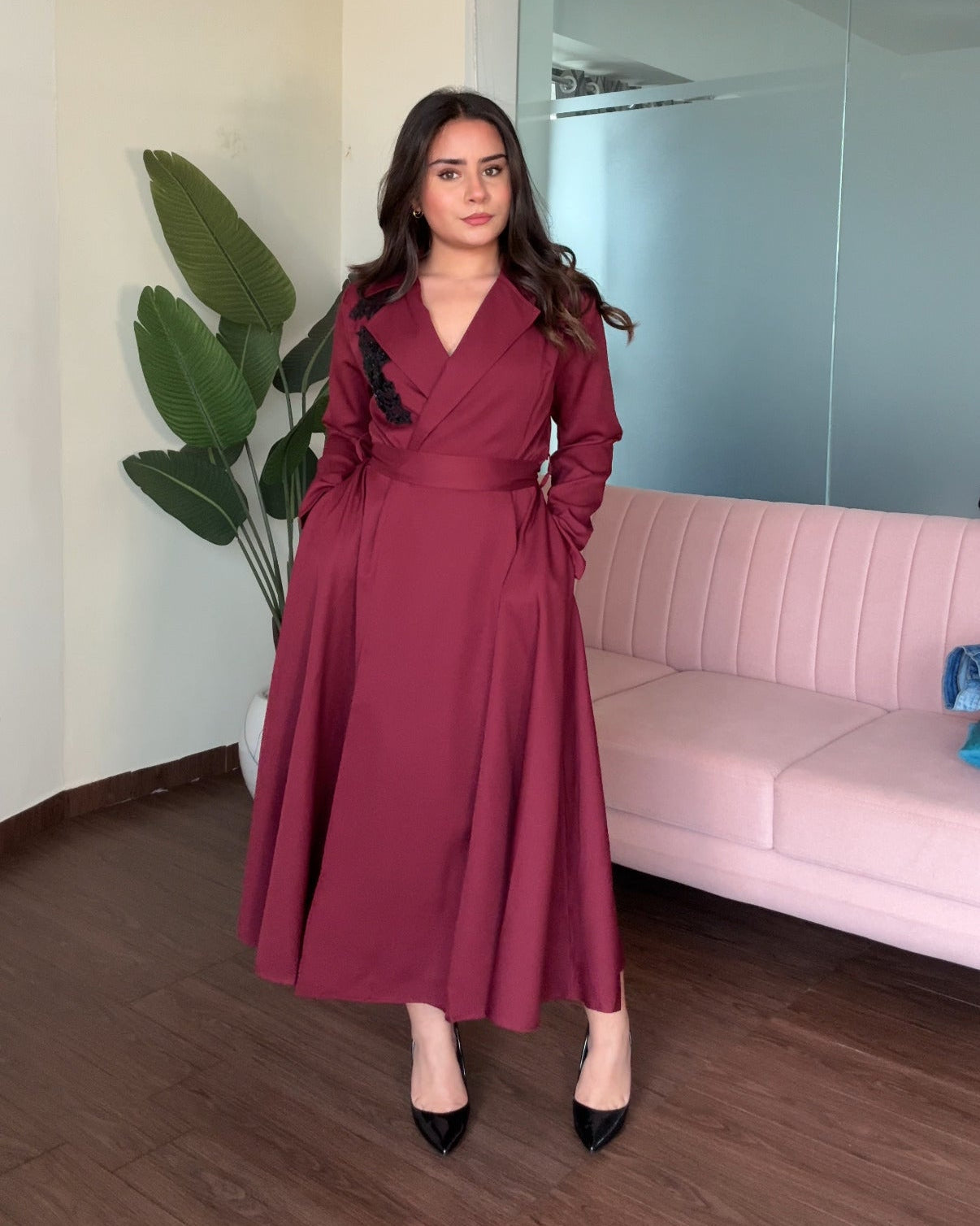 Embellished Premium Blazer Wrap Dress With Belt