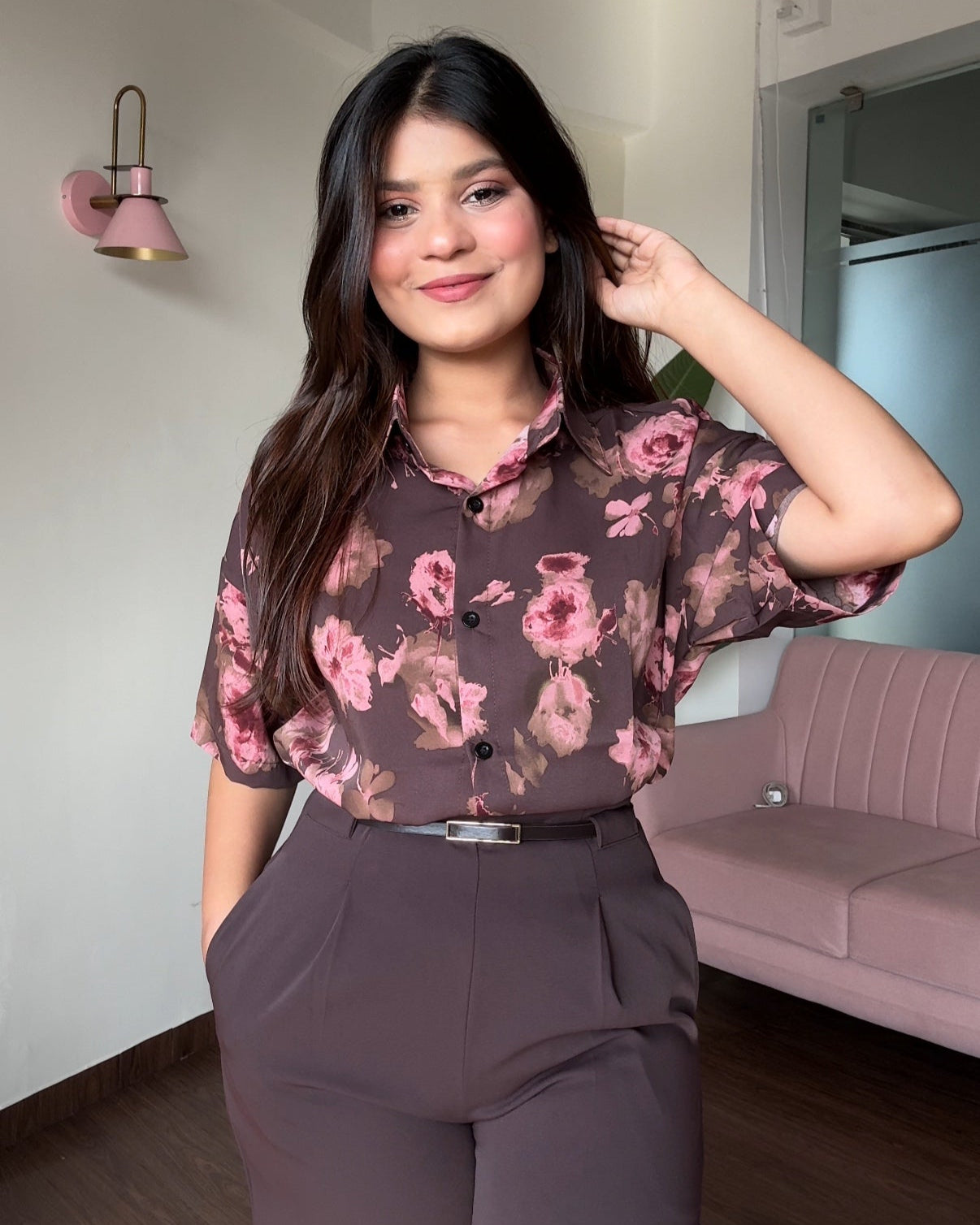 Printed Crepe Cut Sleeve Shirt