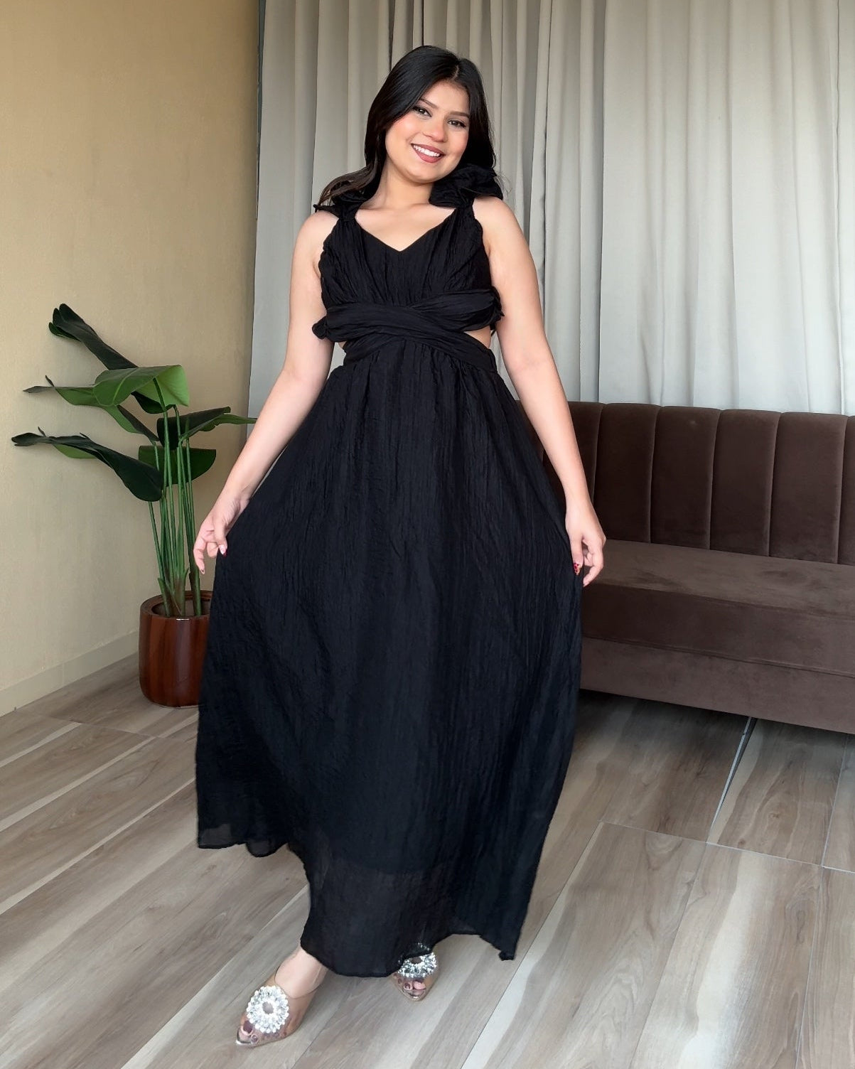 Back Tie Up Maxi Dress