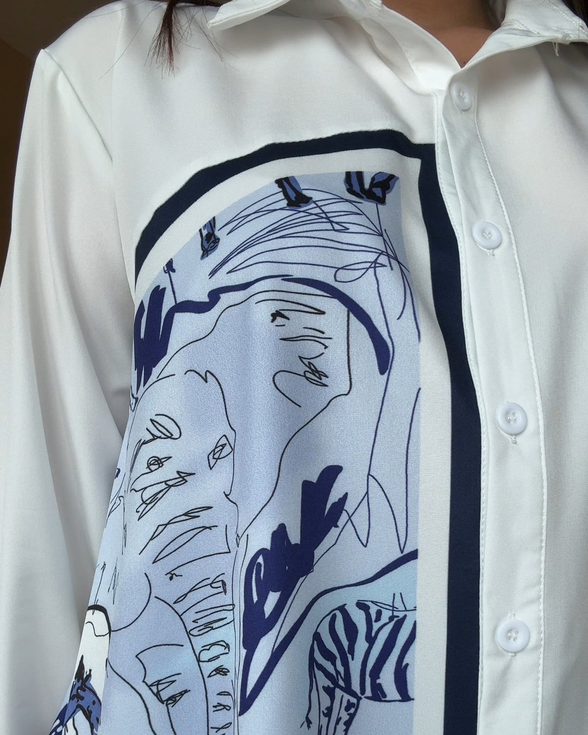 Scarf Detailing Relaxed Fit Shirt