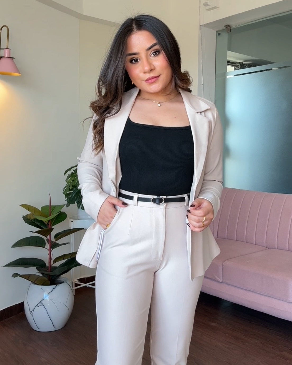 Formal Blazer And Slim Fit Trouser With Belt