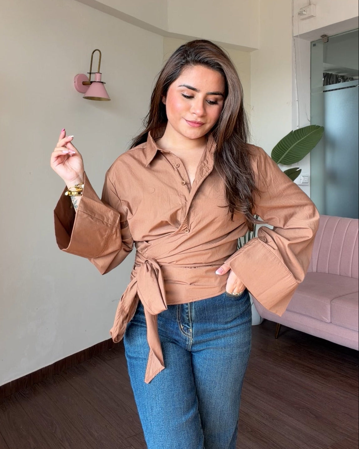 Relaxed Fit Oversized Wrap Shirt