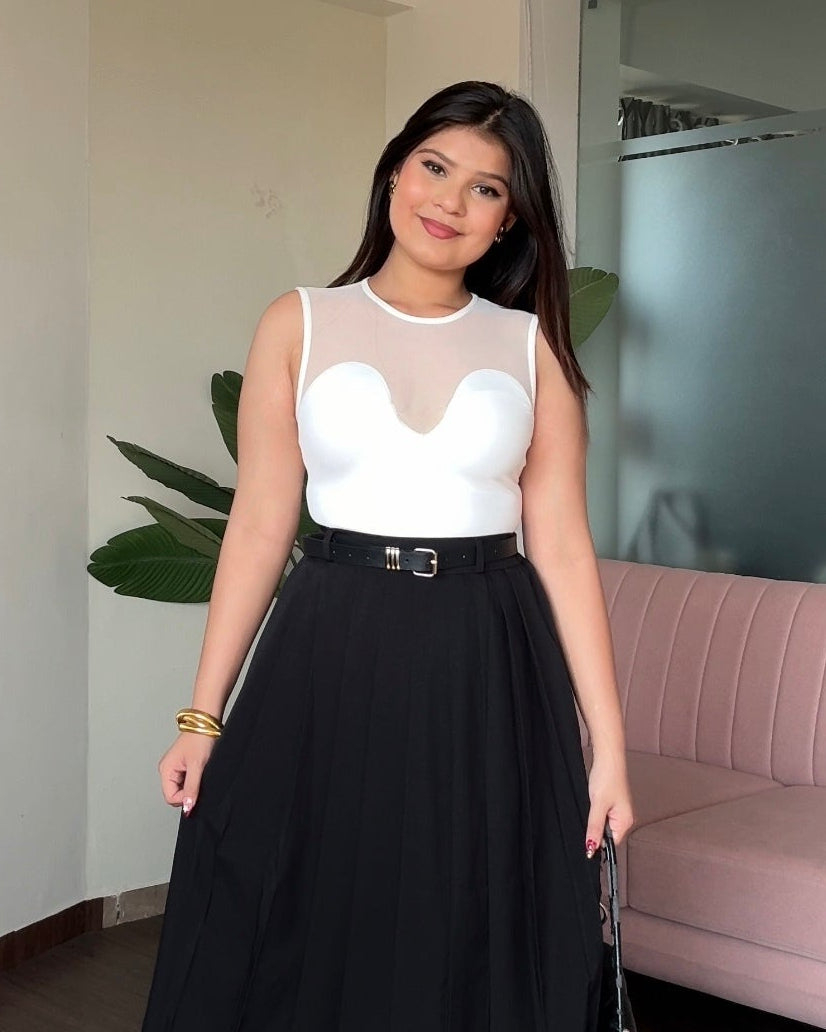 Cut Sleeve Mesh Bodysuit