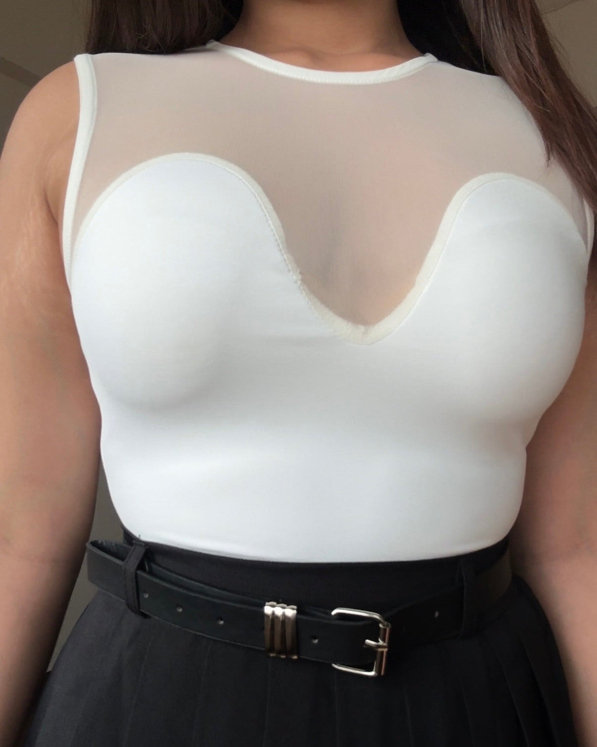 Cut Sleeve Mesh Bodysuit