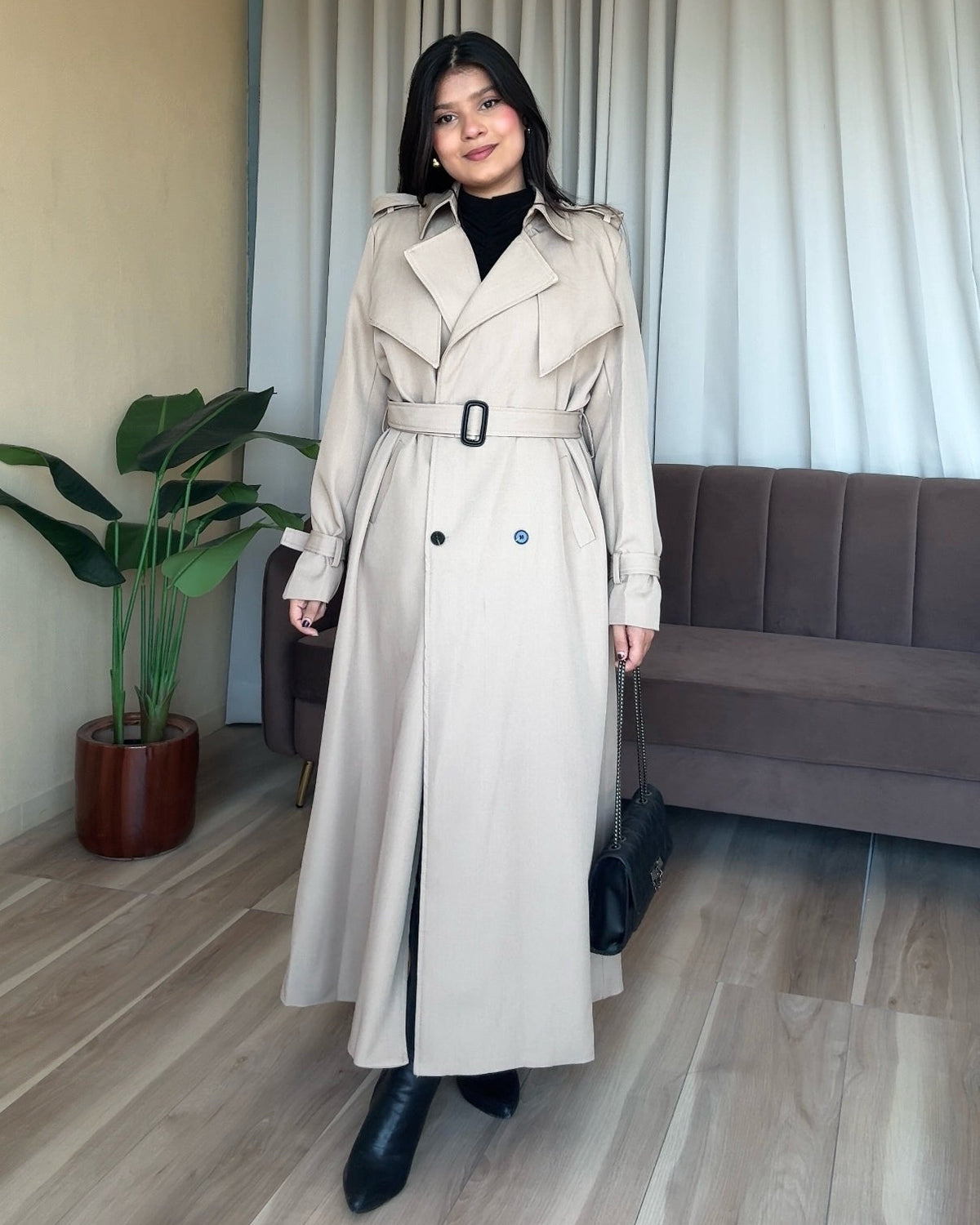 Long Fit And Flared Trench Coat