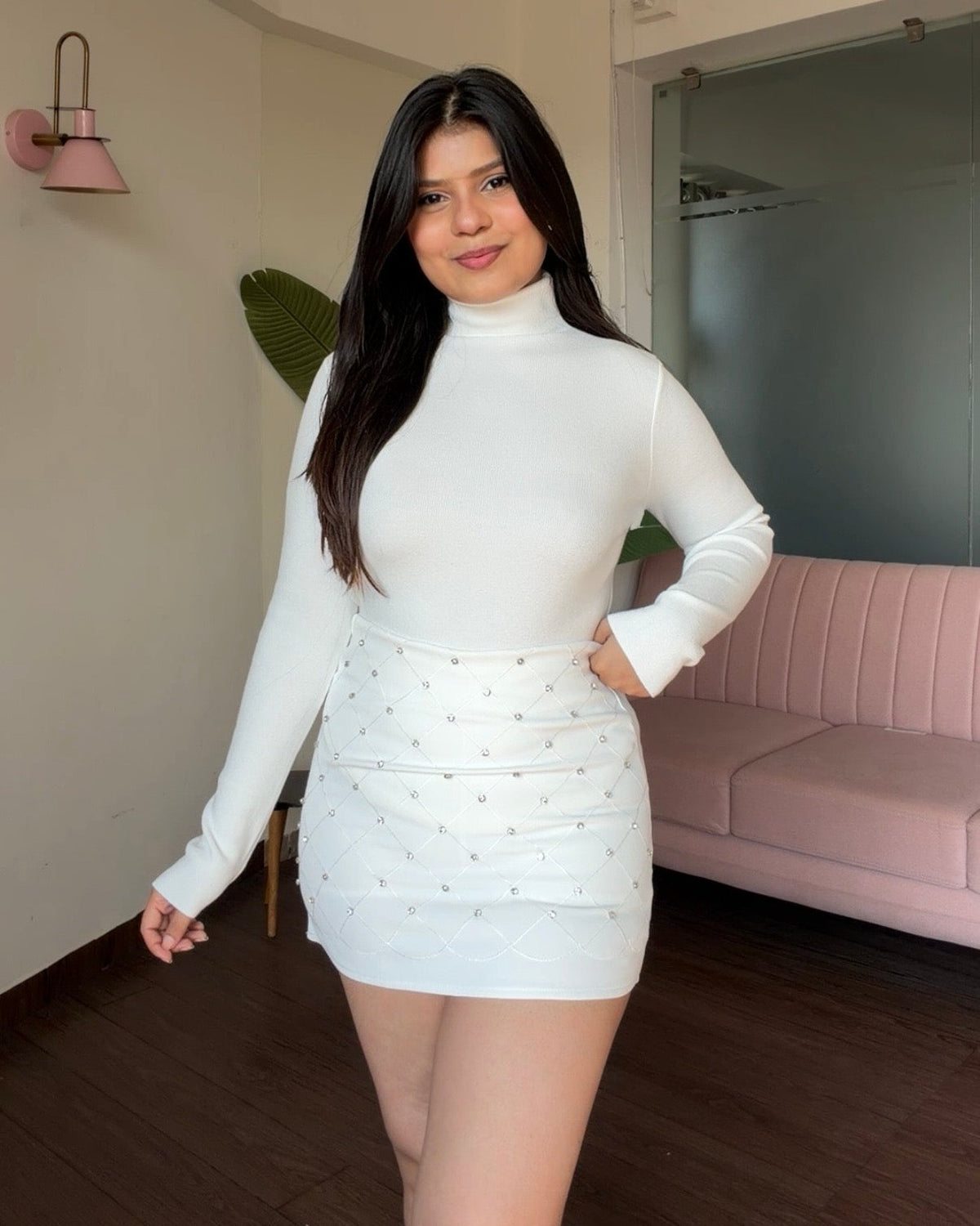 Rhinestone Detailing Mini Skirt