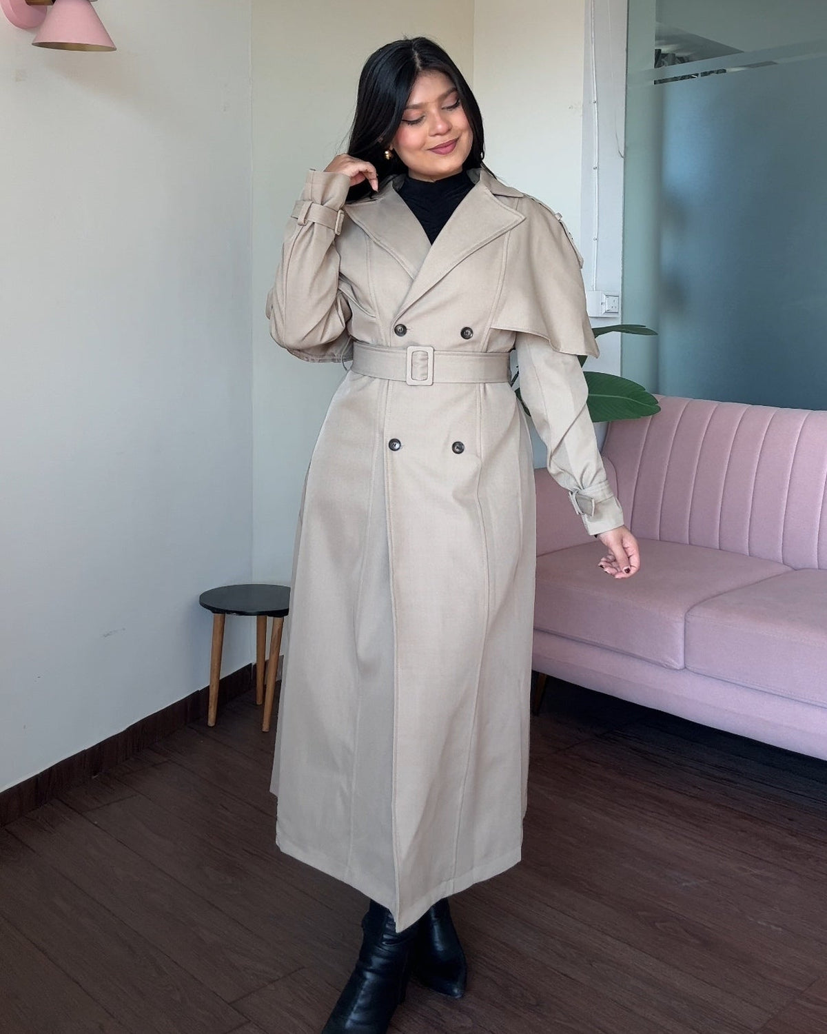 Cape Style Classic Long Trench Coat