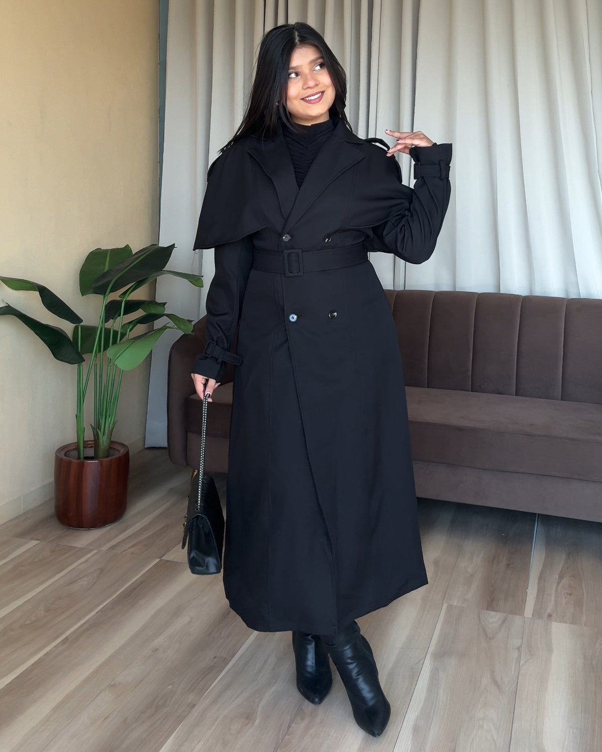 Cape Style Classic Long Trench Coat