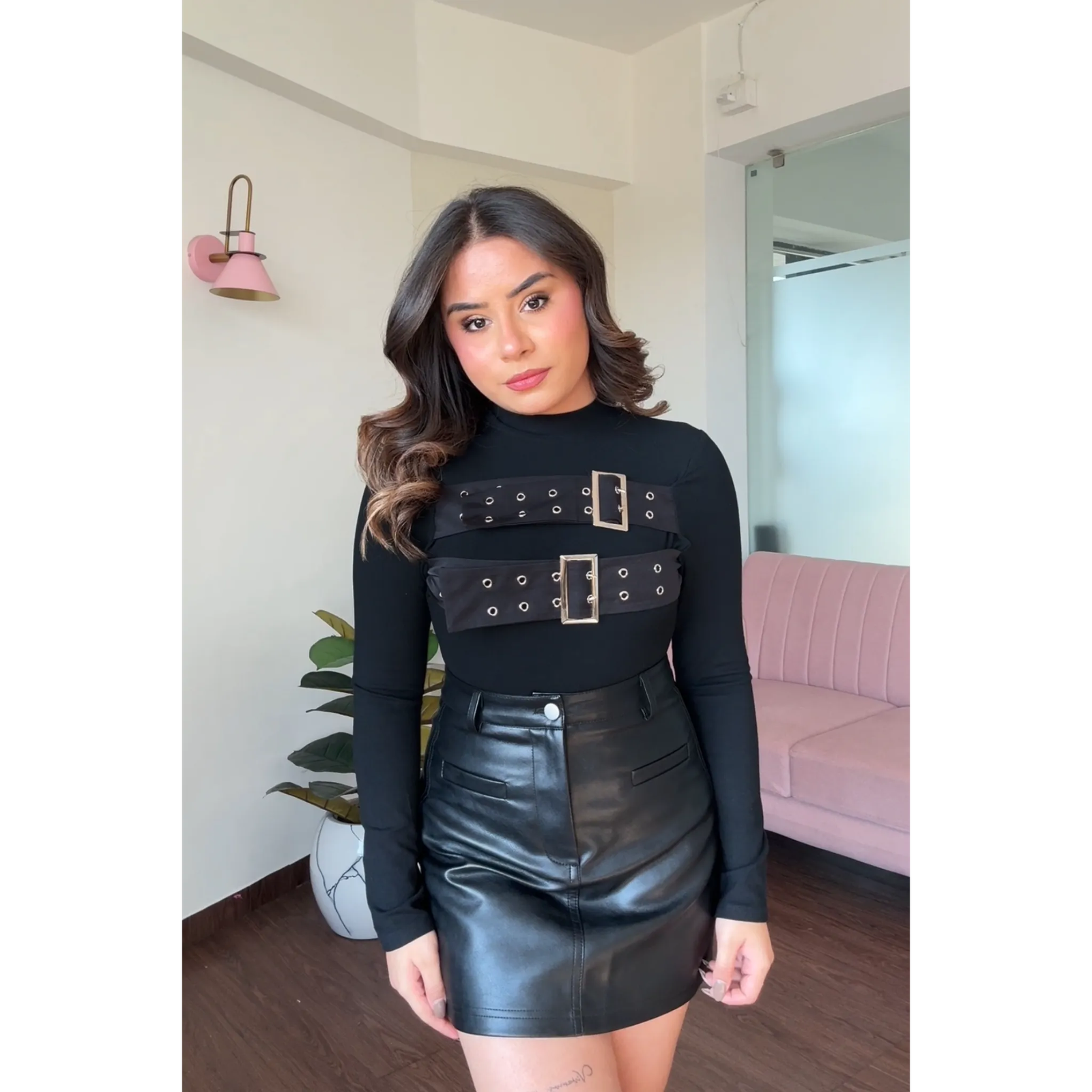 Belt Detail Bodycon Top