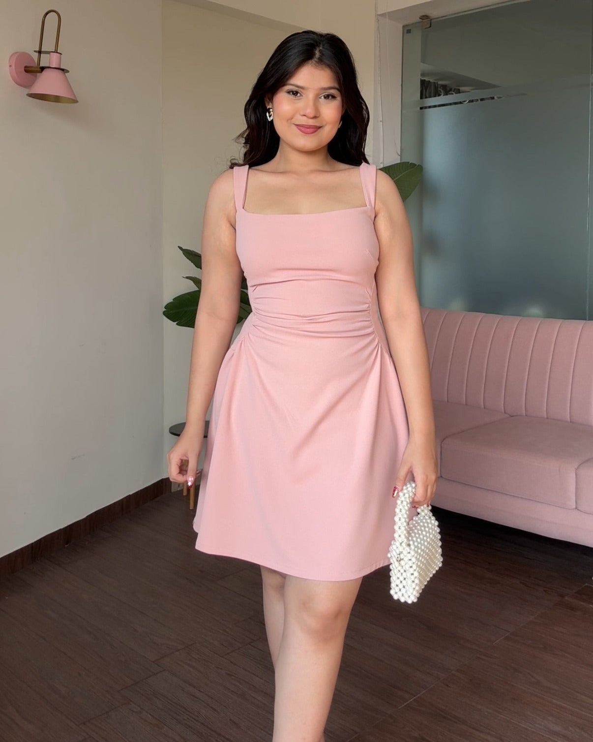 Waist Ruched Detailing Fit And Flared Dress