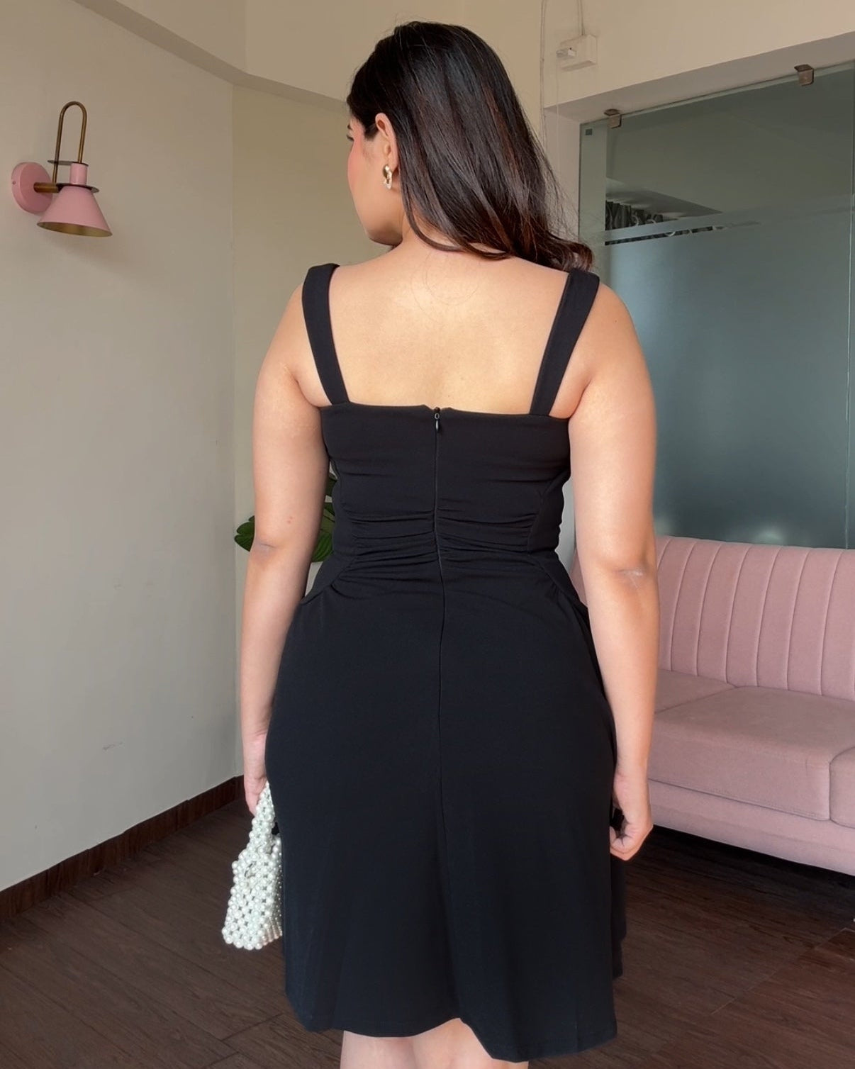 Waist Ruched Detailing Fit And Flared Dress