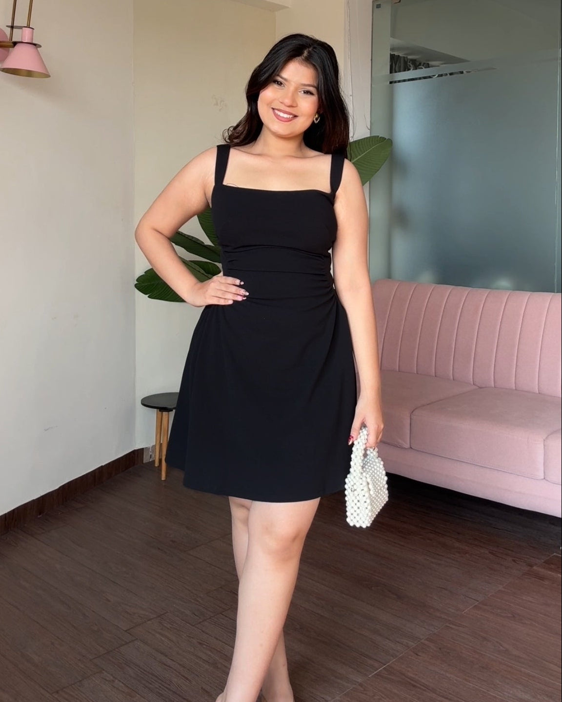 Waist Ruched Detailing Fit And Flared Dress