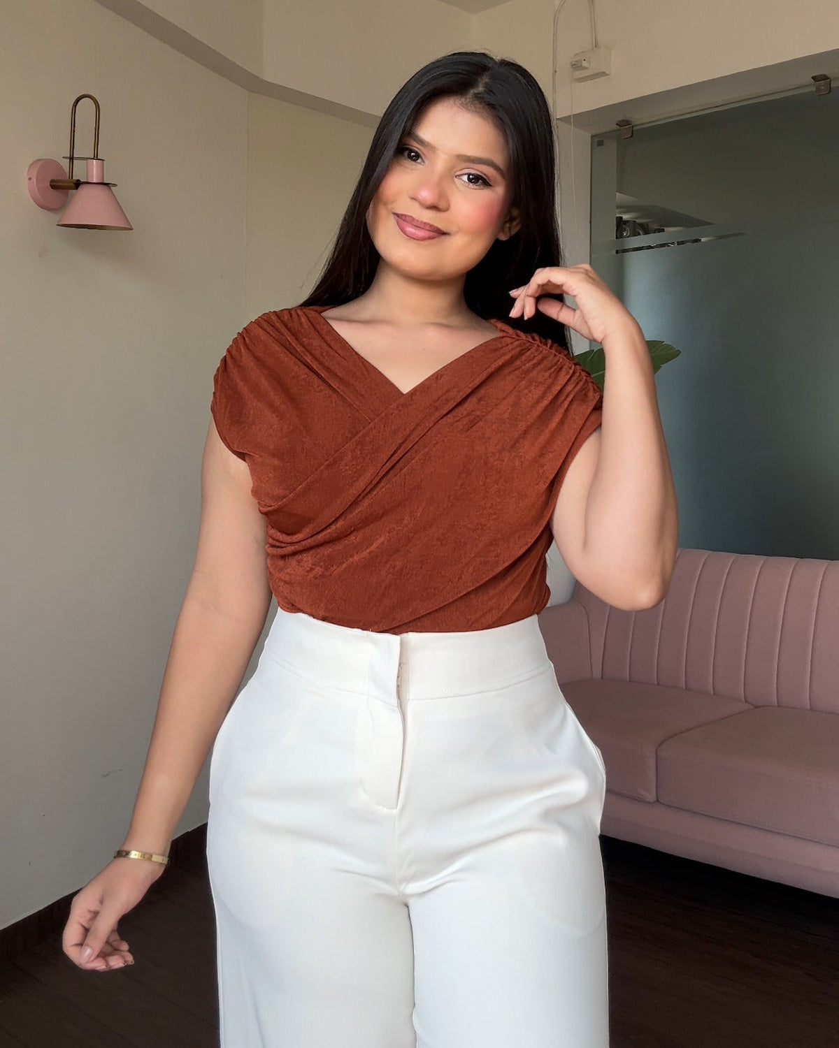 Overlap Cut Sleeve Top