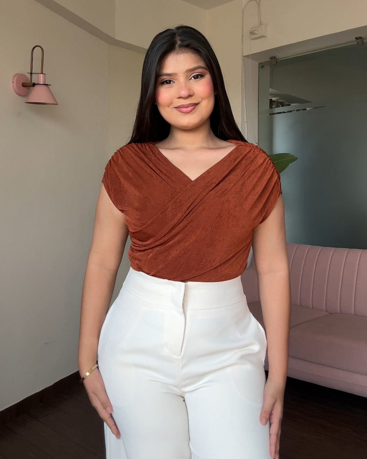 Overlap Cut Sleeve Top