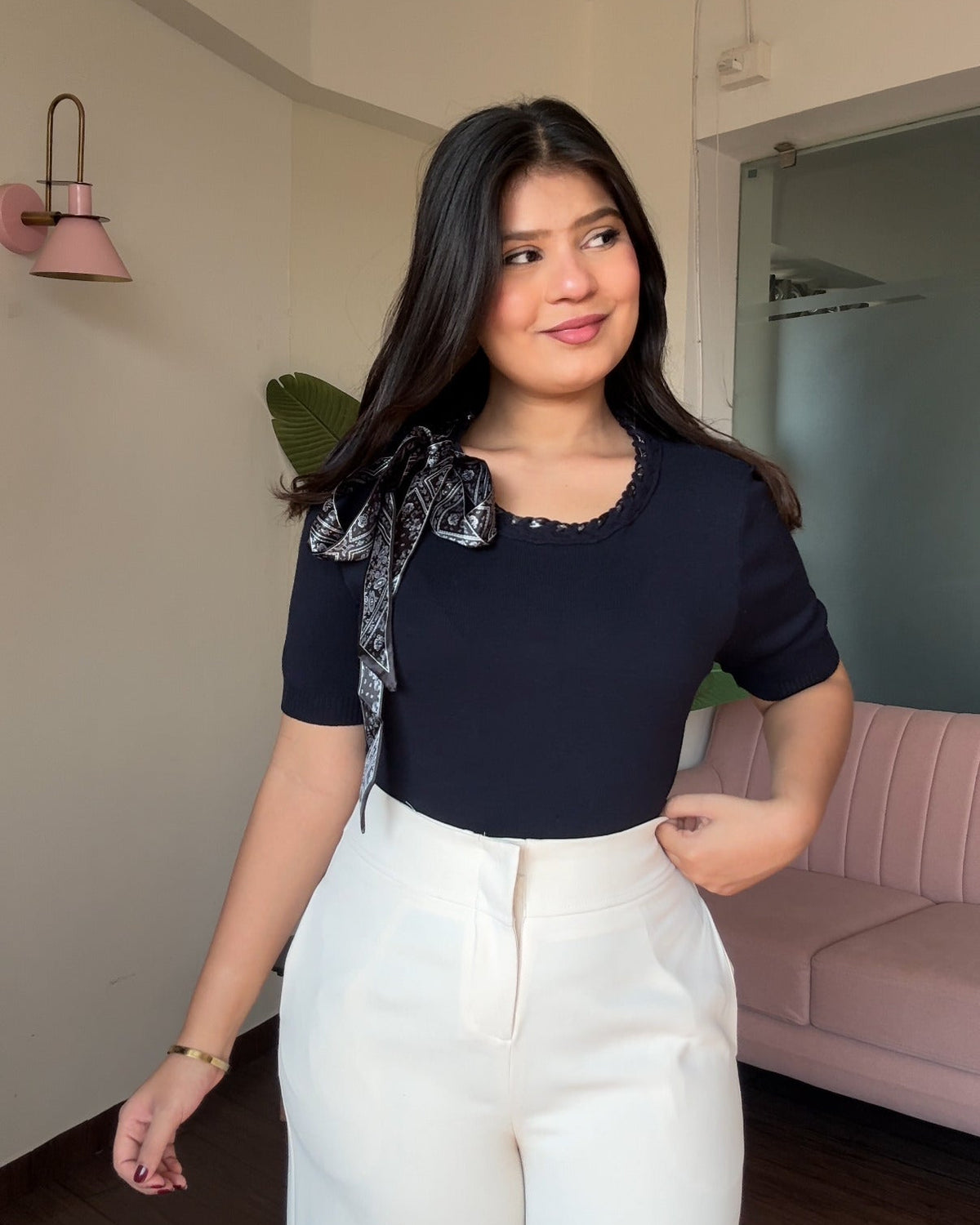 Scarf Detailing T-Shirt Top