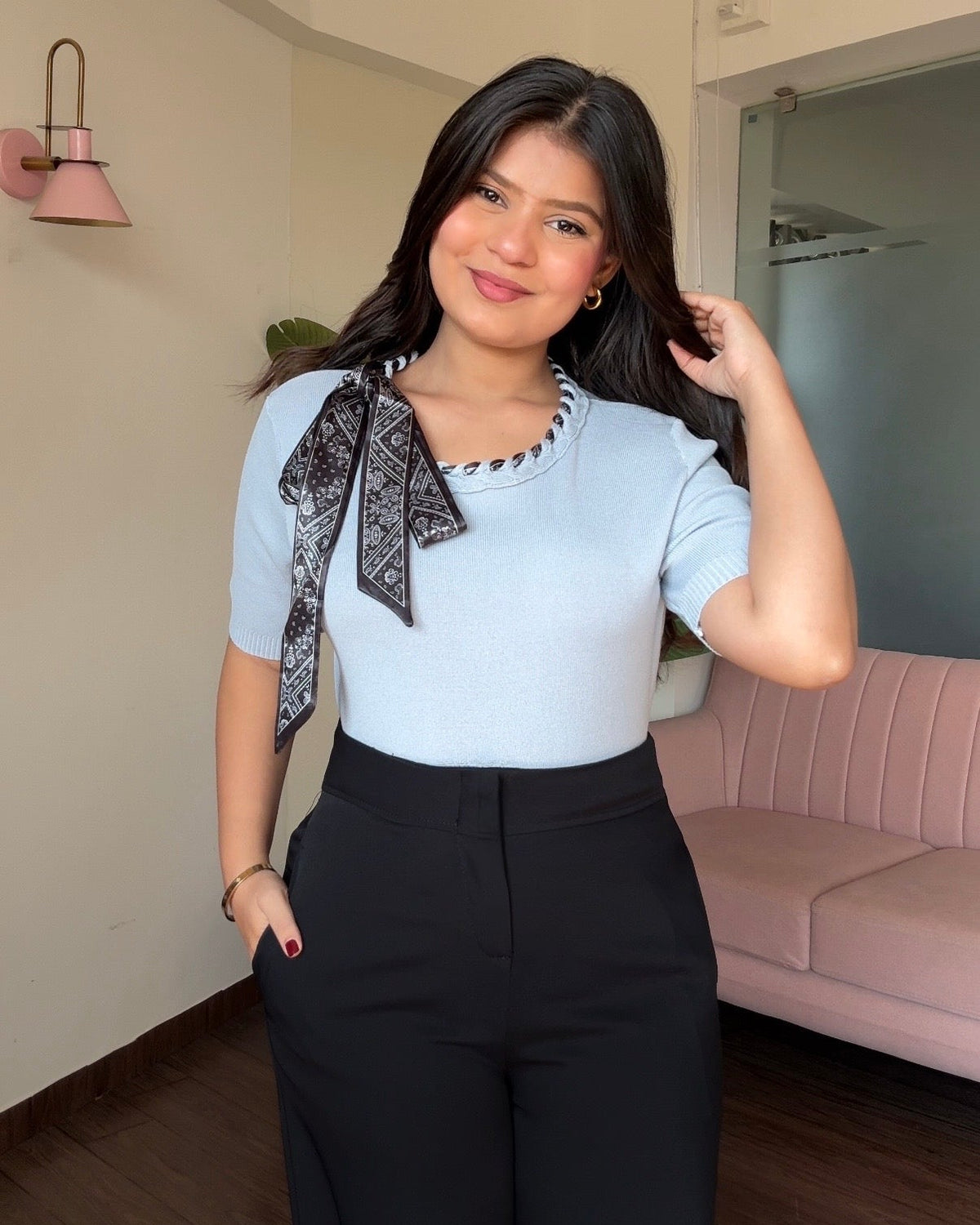 Scarf Detailing T-Shirt Top